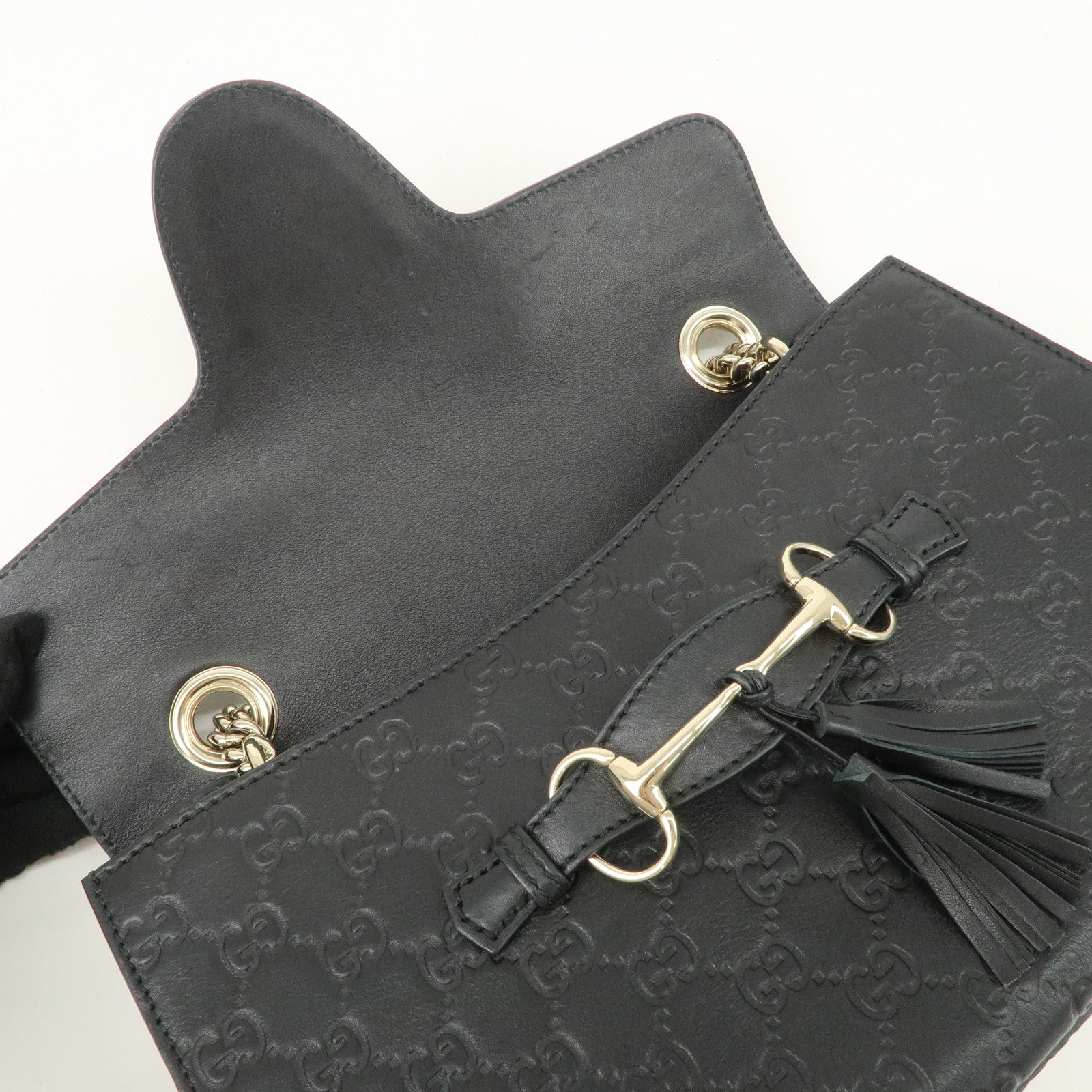 GUCCI Horsebit Guccissima Emily Leather Chain Shoulder Bag 295402 Used