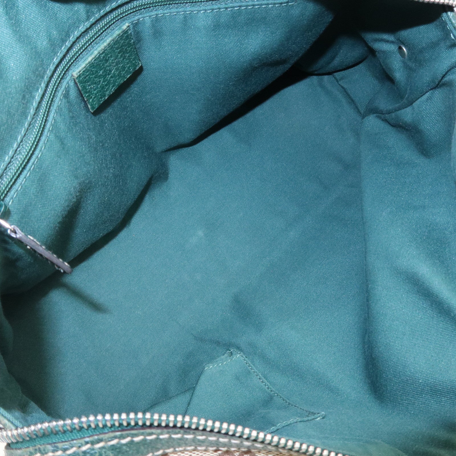 GUCCI Sherry GG Canvas Leather Hand Bag Beige Green 145759