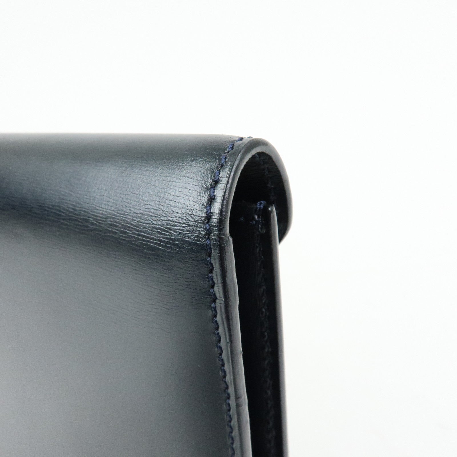 CELINE Leather Envelope Flap Clutch Bag Pouch Navy
