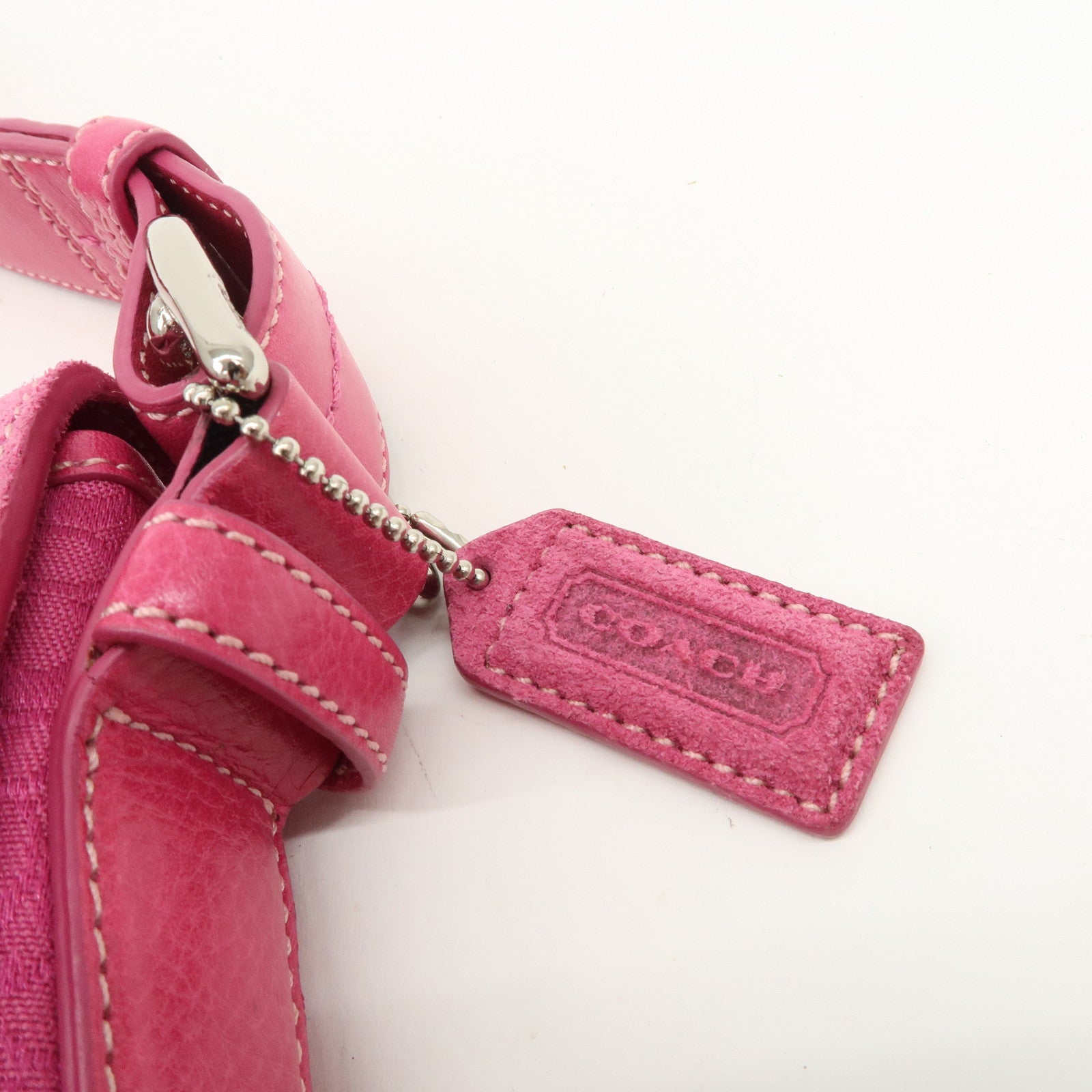 COACH Signature Canvas Leather Set of 2 Shoulder Bag Brown Pink