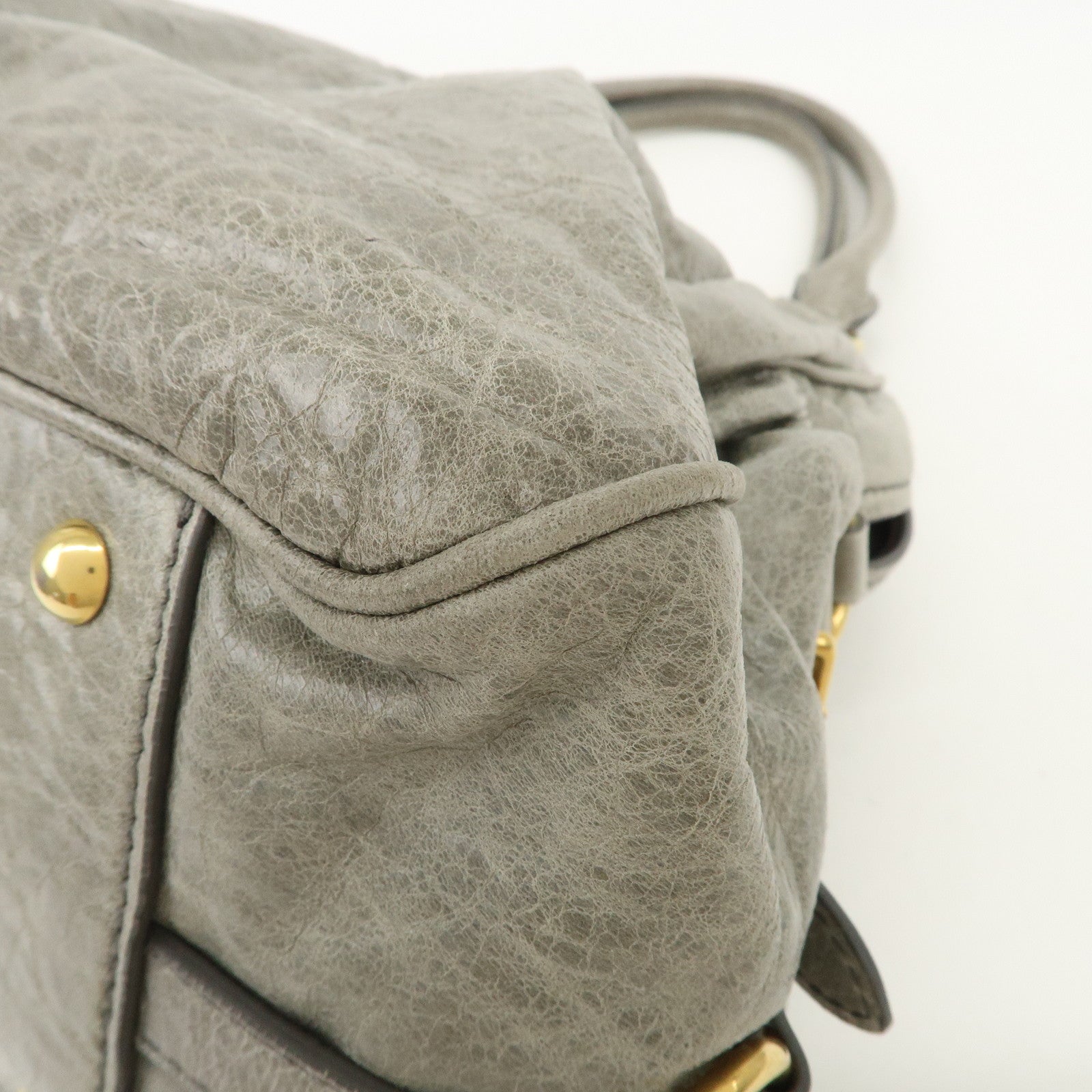 MIU MIU Nappa Leather Hand Bag Emerald Green Used