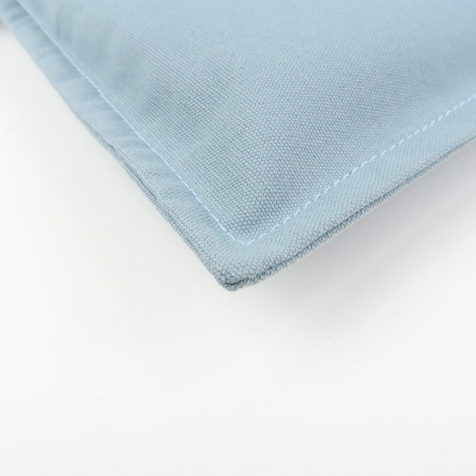 HERMES Bora Bora GM Cotton Leather Pouch Light Blue