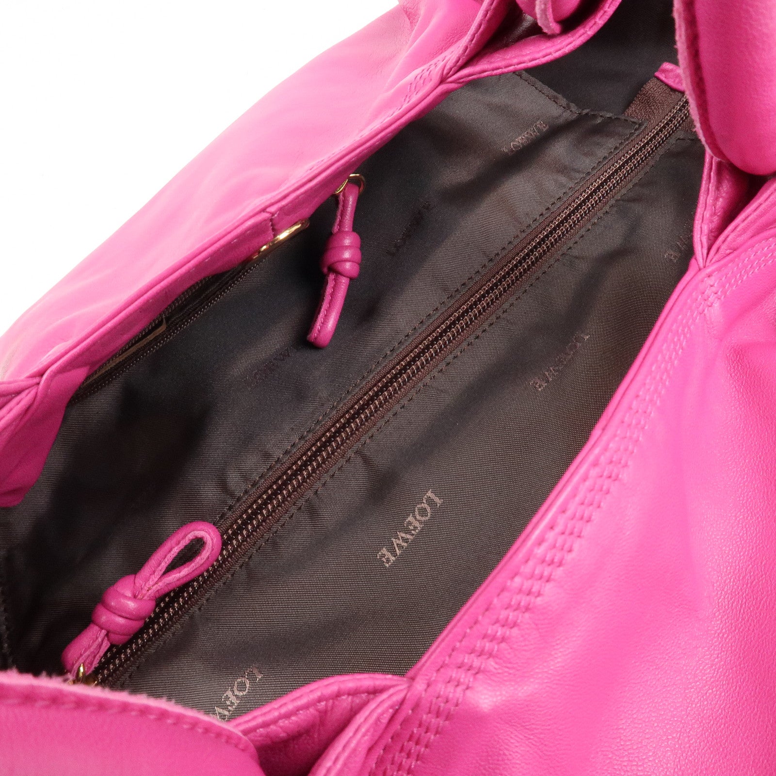 LOEWE Anagram Nappa Aire Leather Hand Bag Tote Bag Fuchsia Pink