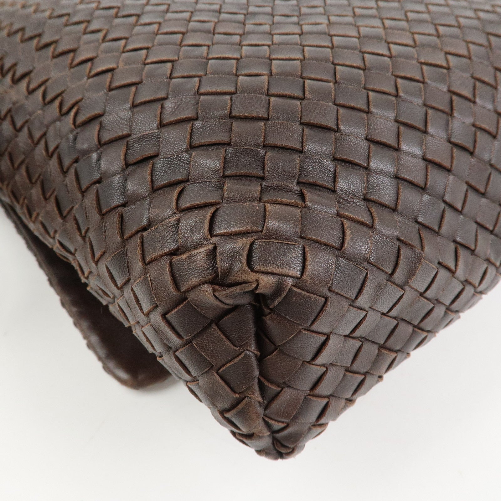 BOTTEGA VENETA Intrecciato Leather Shoulder Bag Crossbody Bag Brown