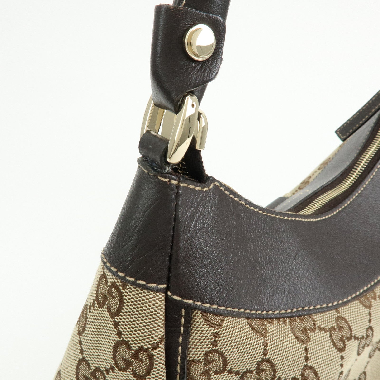 GUCCI Abbey GG Canvas Leather Shoulder Bag Hand Bag Brown 189833