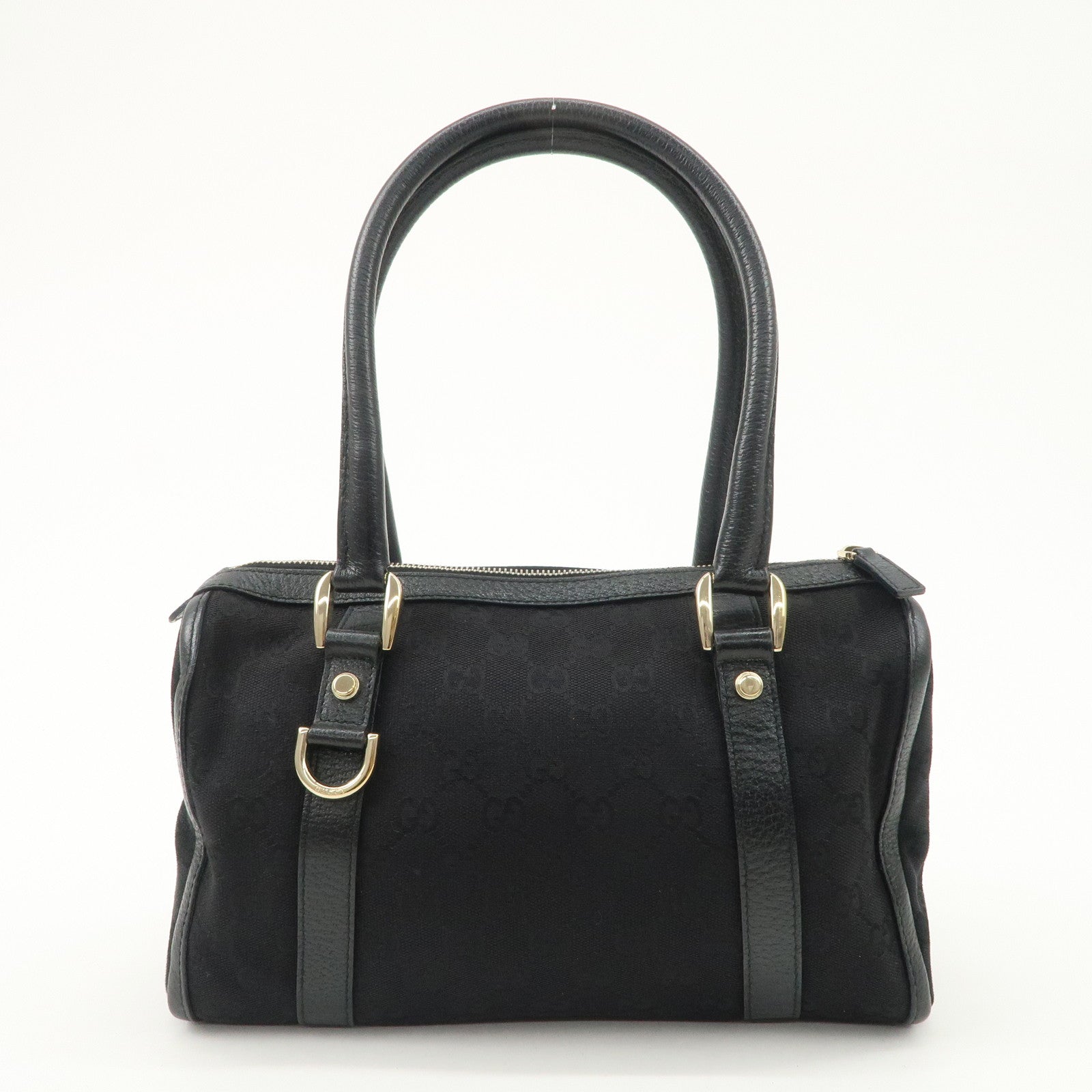 GUCCI Abbey GG Canvas Leather Boston Bag Hand Bag Black 130942 Used