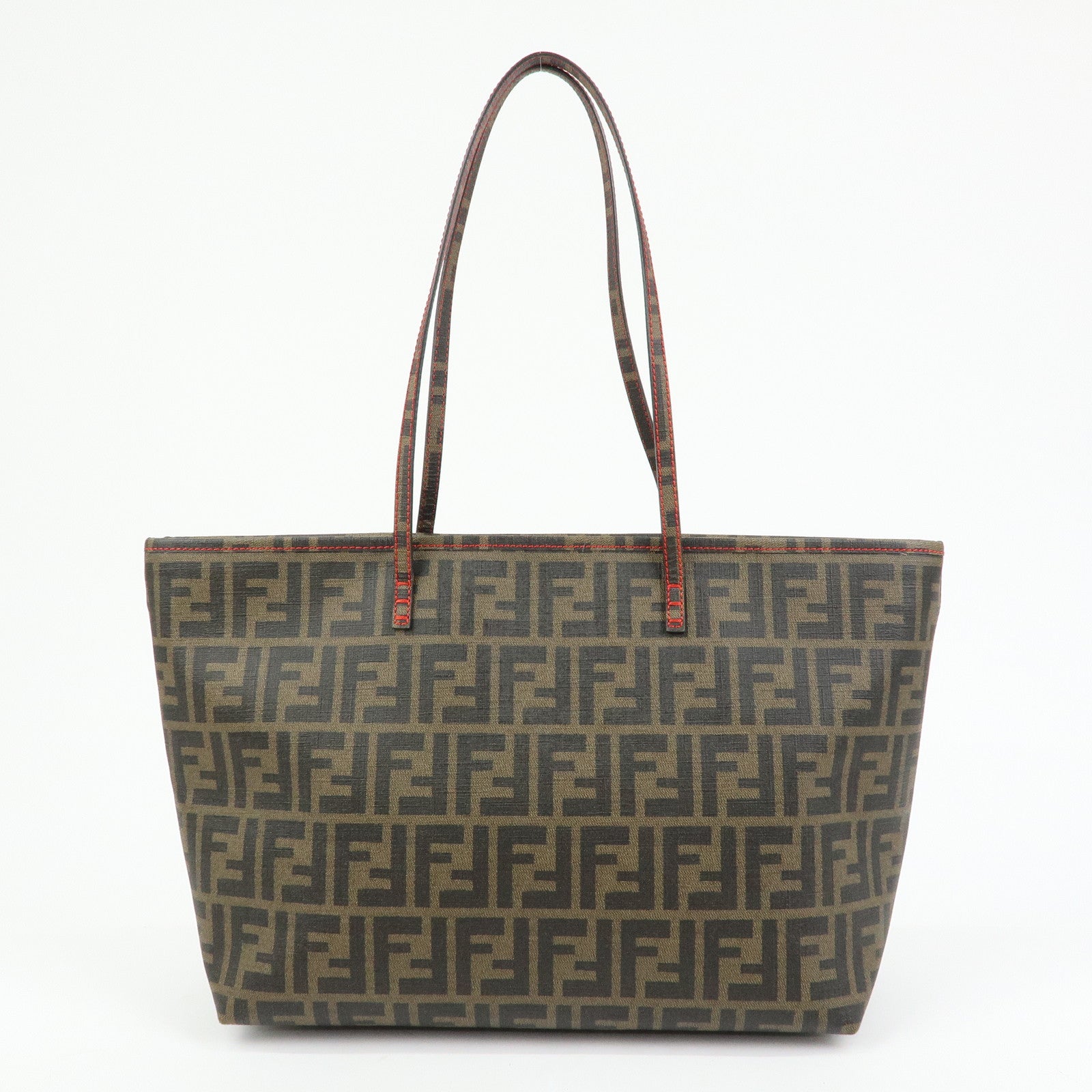 FENDI Zucca PVC Tote Bag Shoulder Bag Brown Black 8BH198