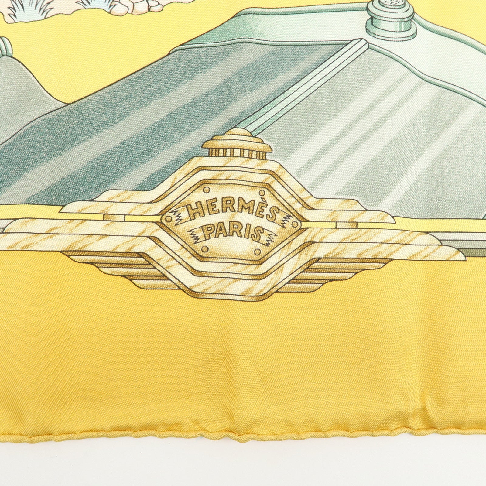 HERMES Carre 90 Silk 100% Scarf Automobile Yellow