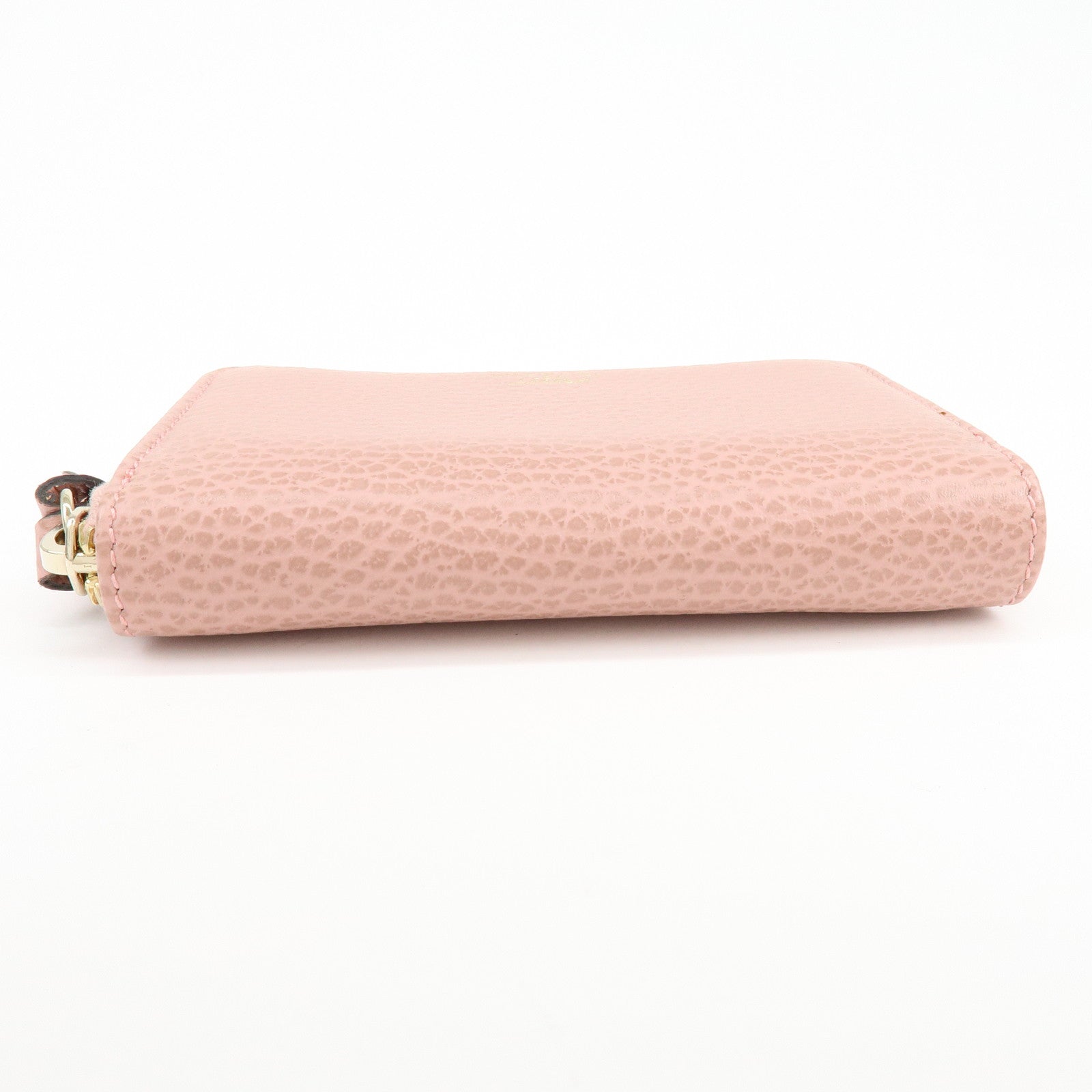 GUCCI Swing Leather Coin Case Compact Wallet Pink 368877