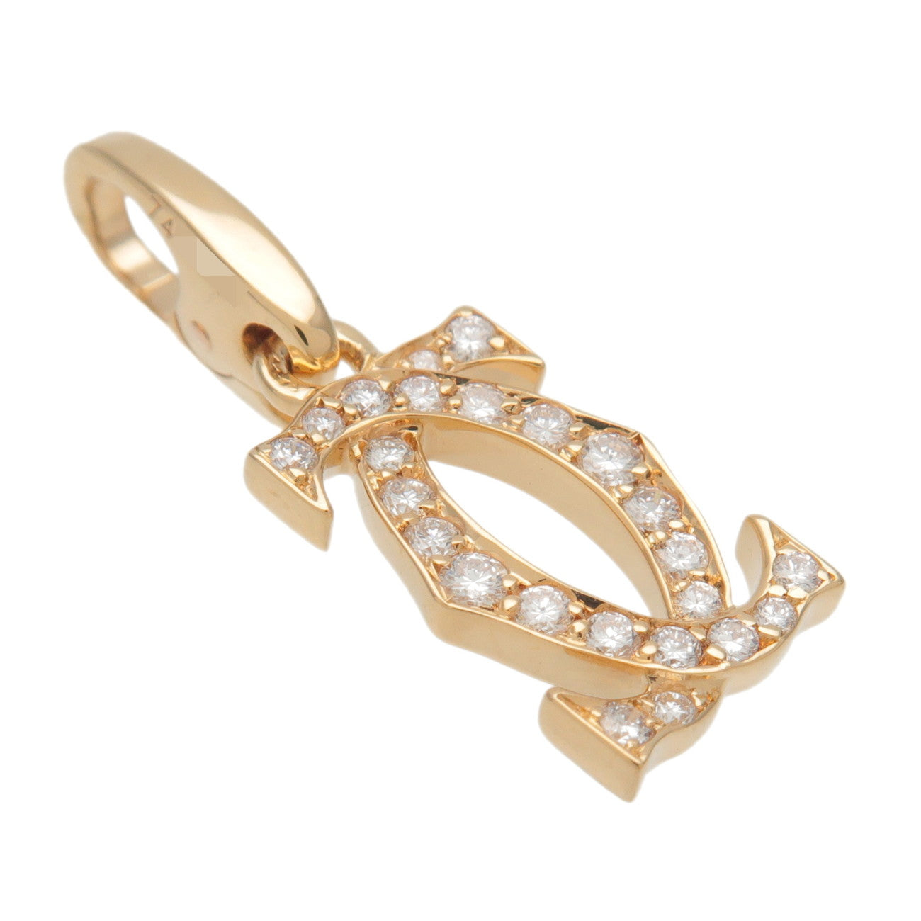 Cartier 2C Diamond Necklace Charm K18YG 750YG Yellow Gold