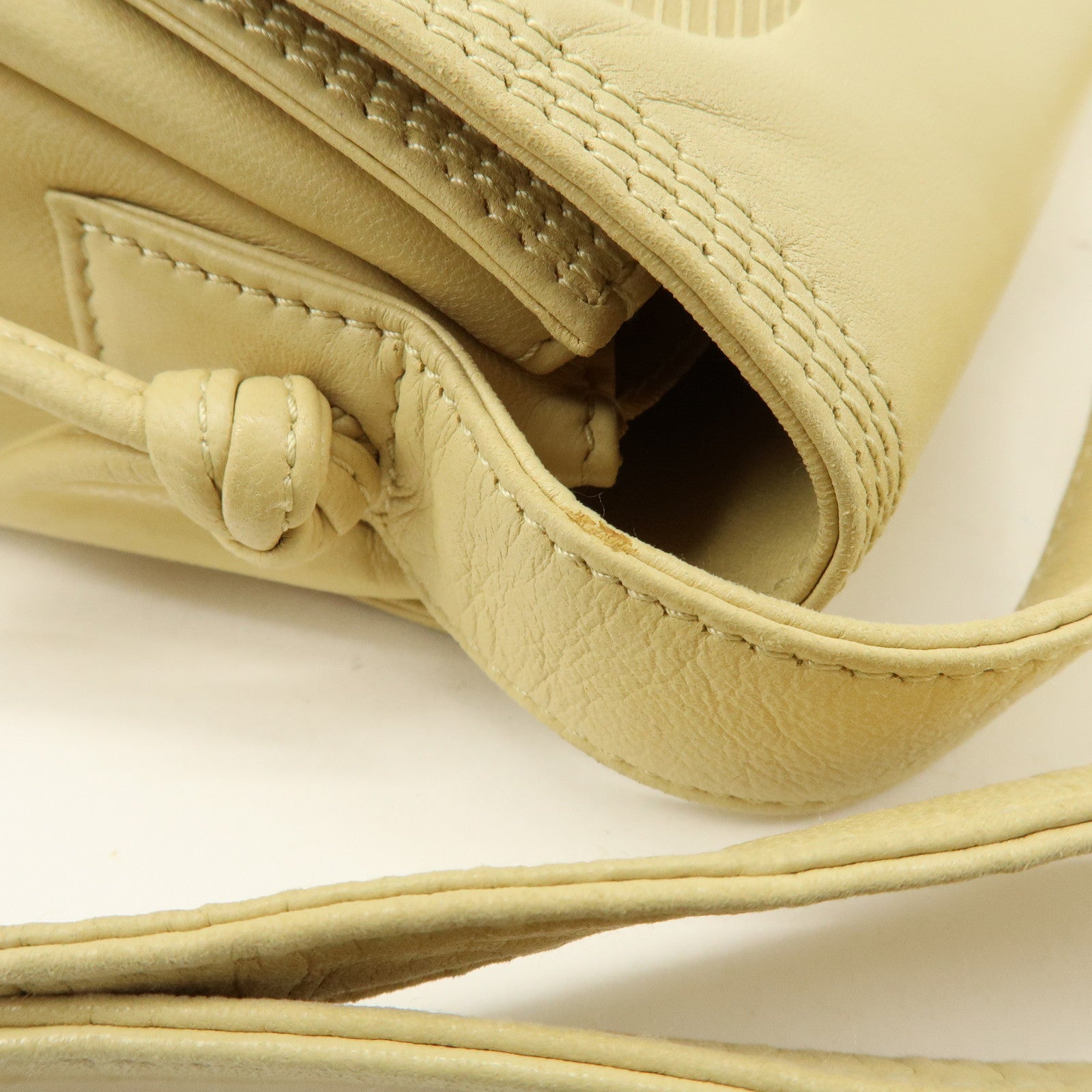 LOEWE Anagram Leather Shoulder Bag Crossbody Bag Beige