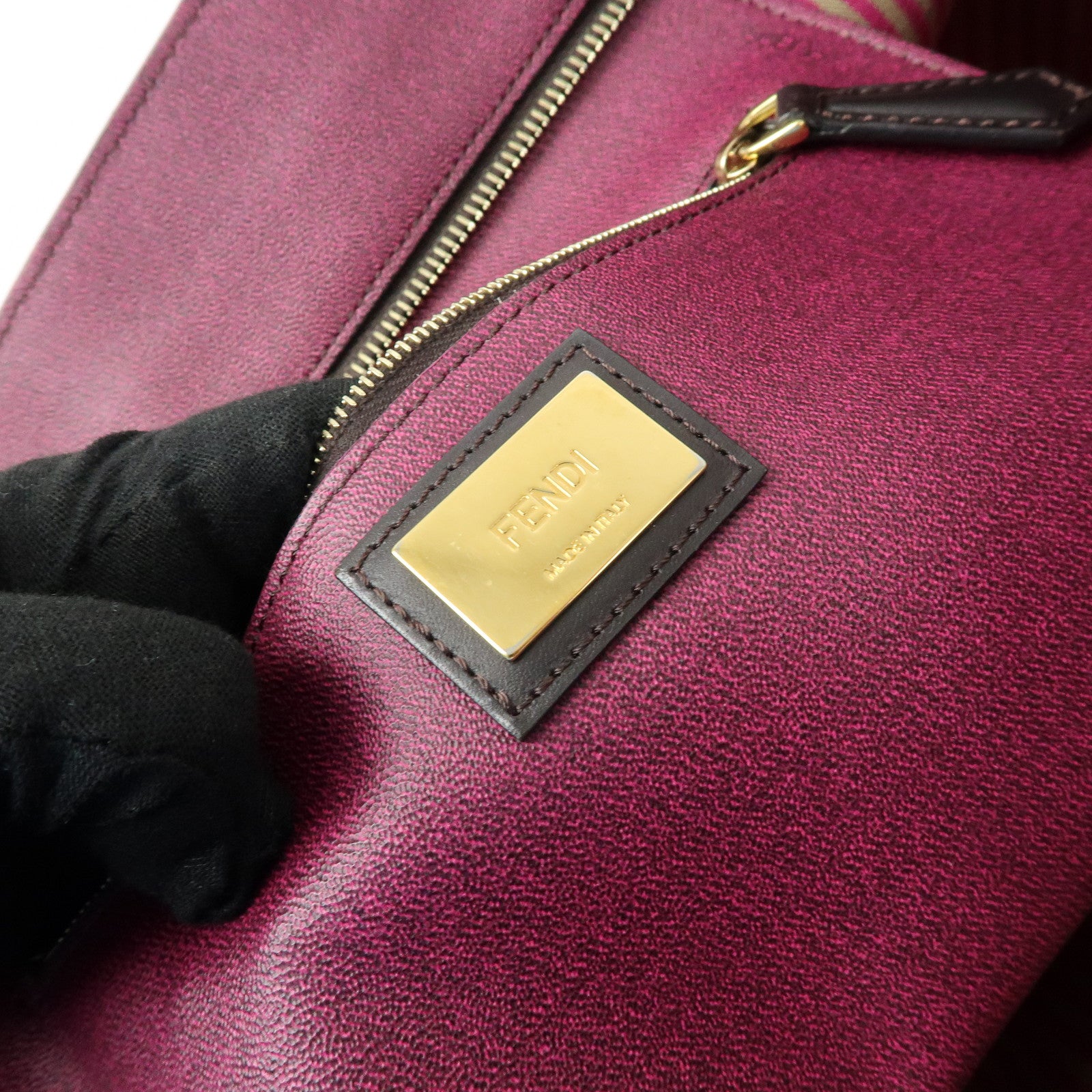 FENDI Zucca PVC Leather Tote Bag Shoulder Bag Brown Black 8BH198