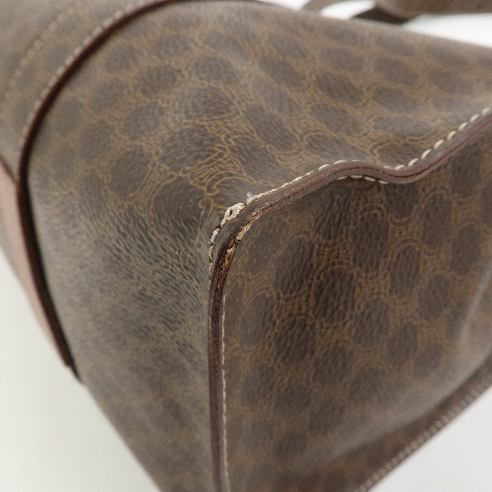 CELINE Macadam PVC Canvas Leather Tote Bag Shoulder Bag Brown
