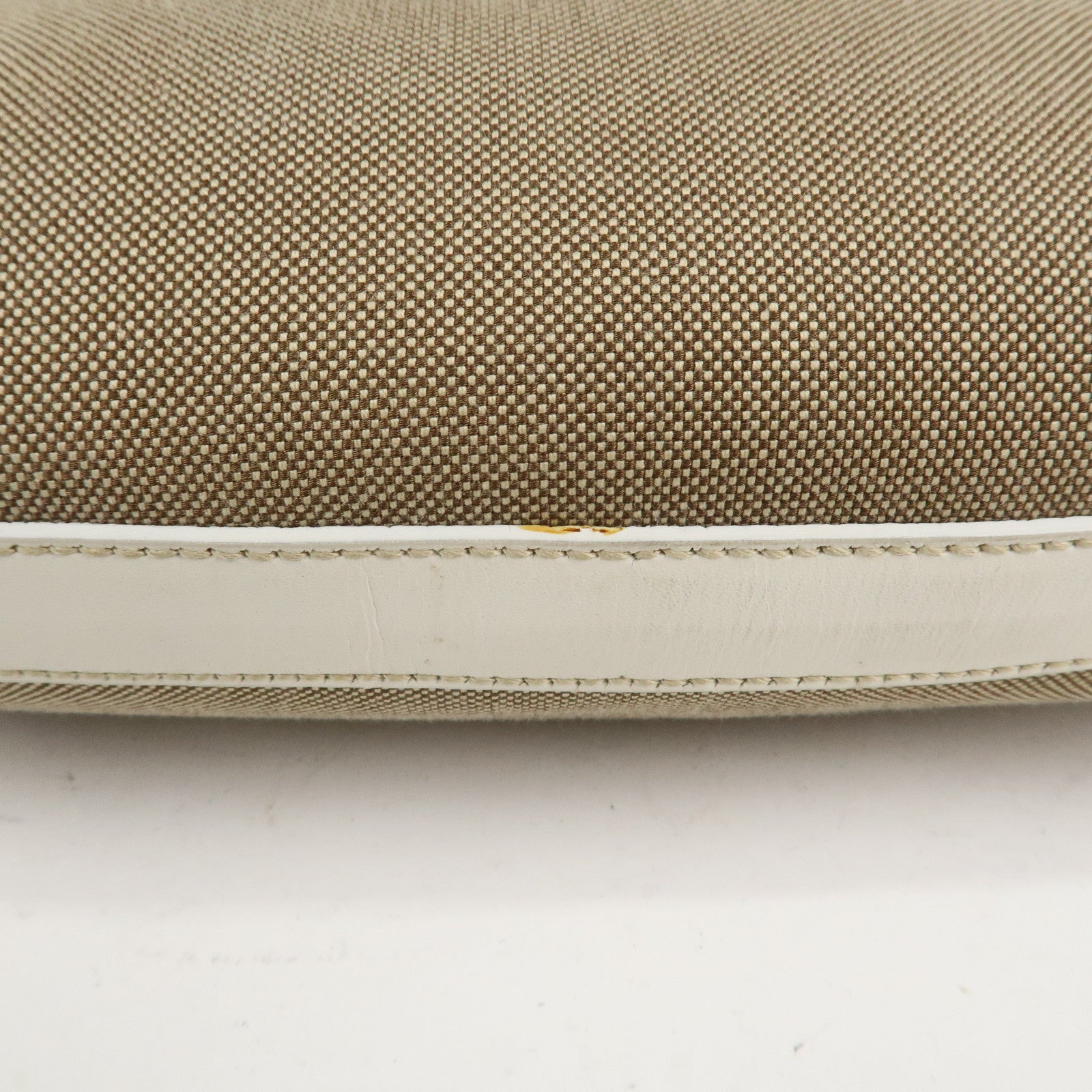 PRADA Logo Canvas Leather Shoulder Bag Hand Bag Beige White BR3429