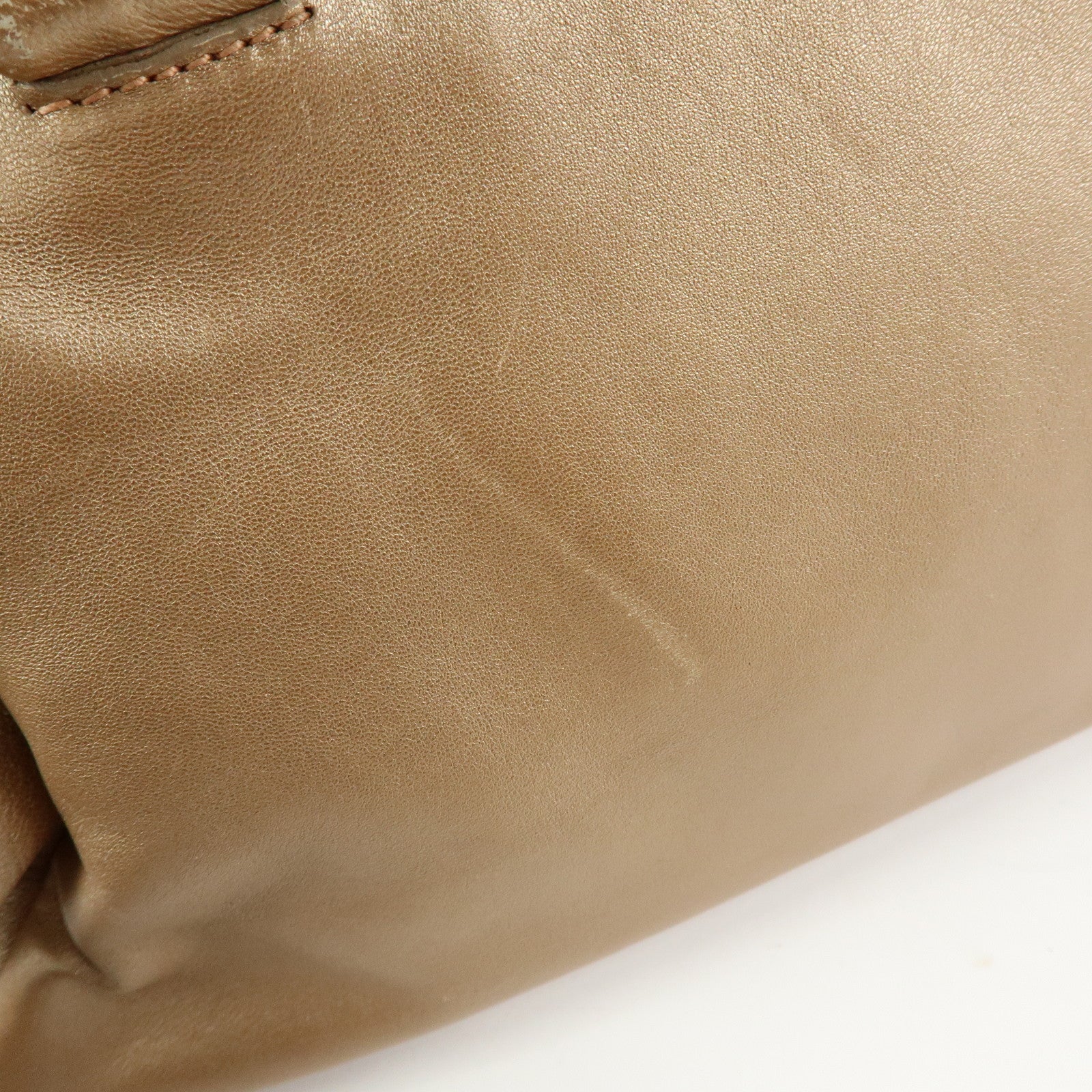PRADA Frilled Leather Tote Bag Hand Bag Champagne Gold