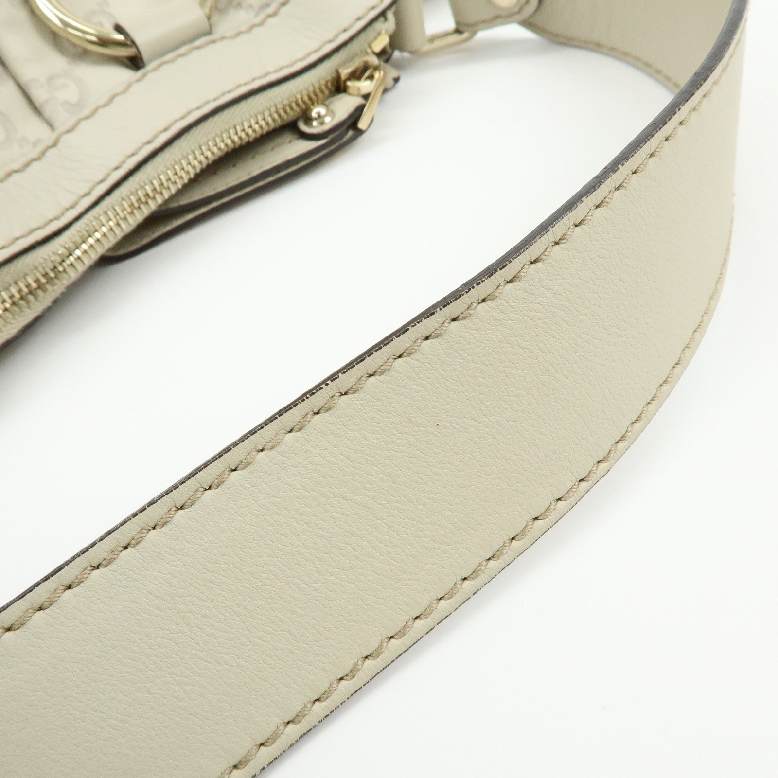 GUCCI Sukey Guccissima Leather Shoulder Bag Hand Bag White 232955