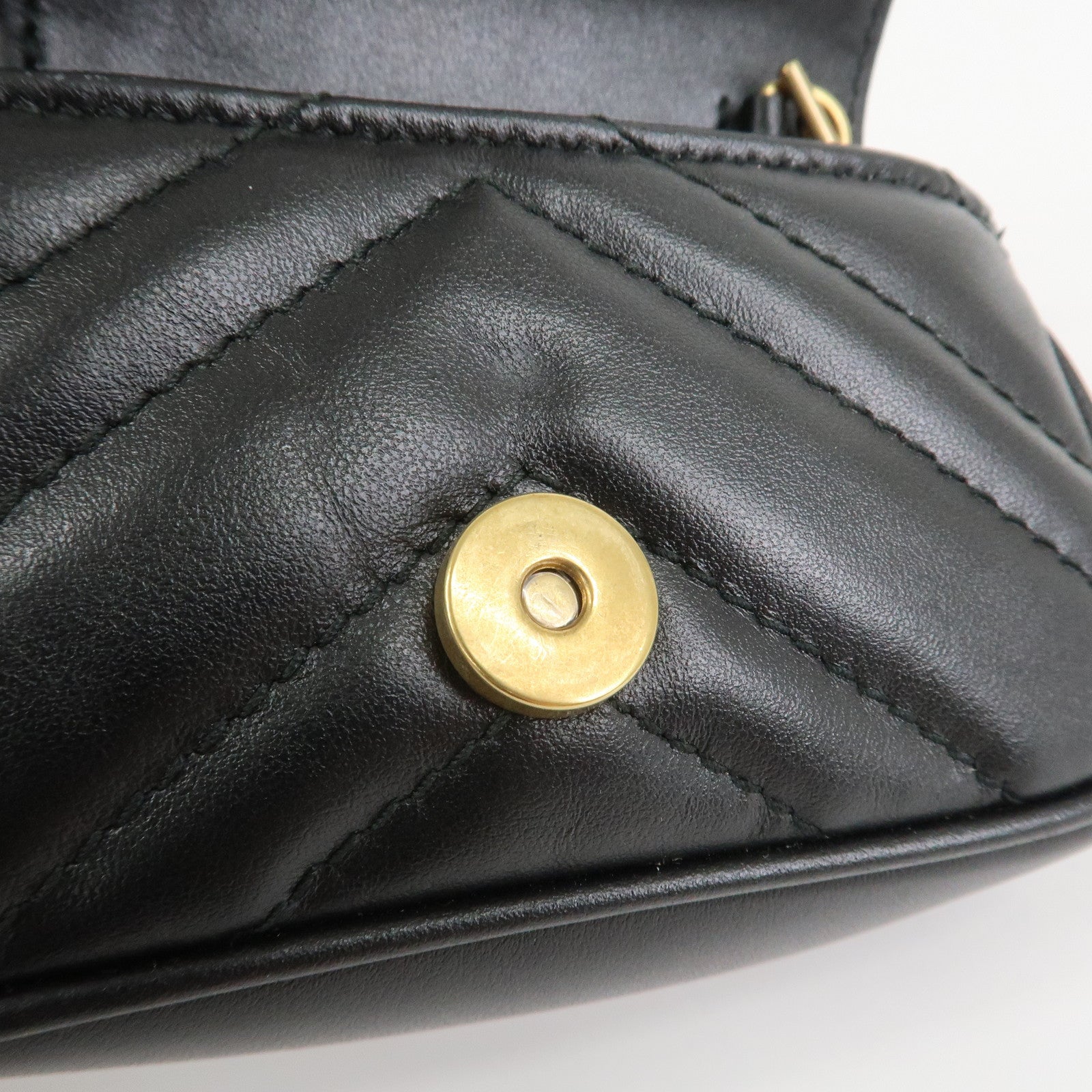 GUCCI GG Marmont Leather Chain Hand Bag Black 575161