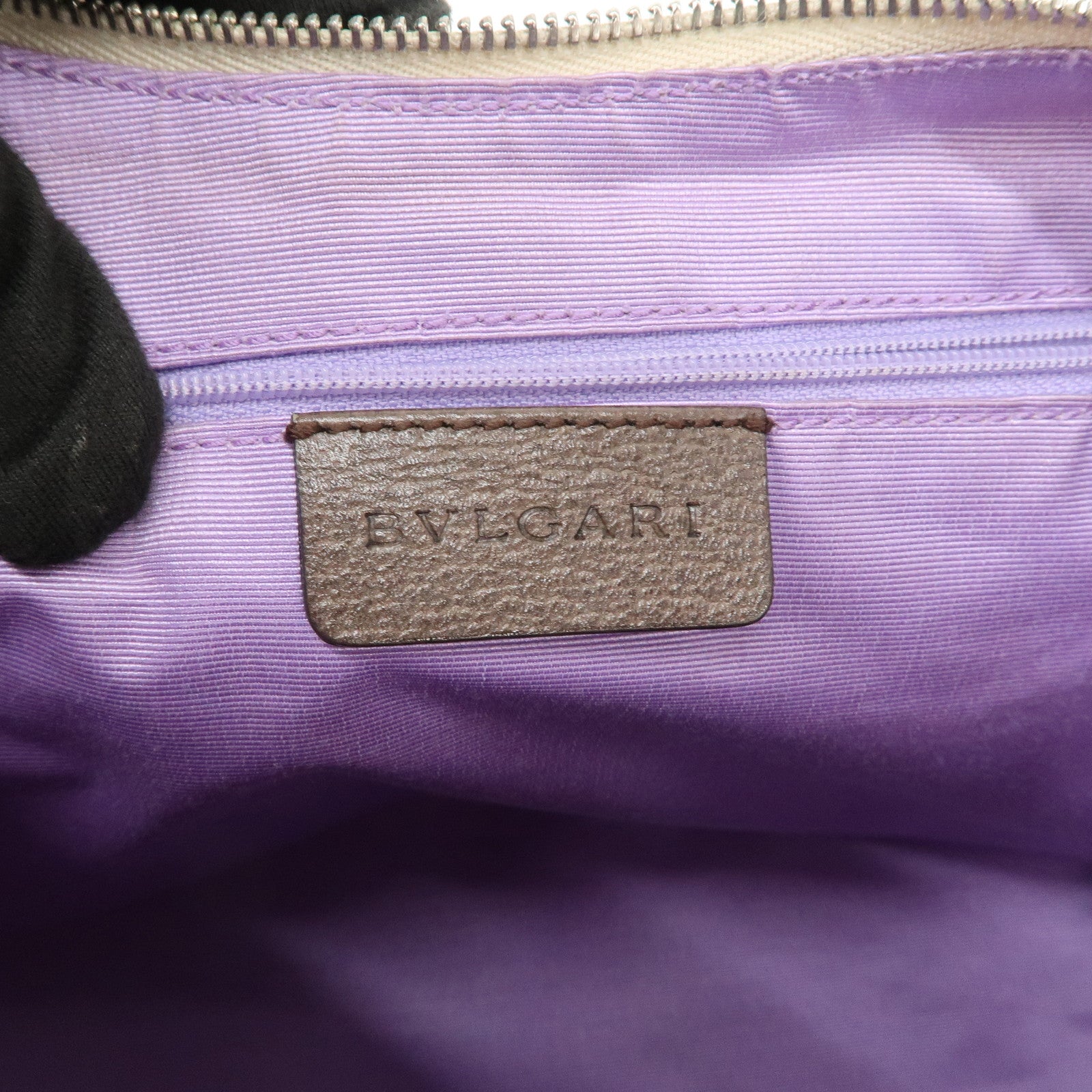 BVLGARI Logomania Canvas Leather Shoulder Bag Hand Bag Beige Brown