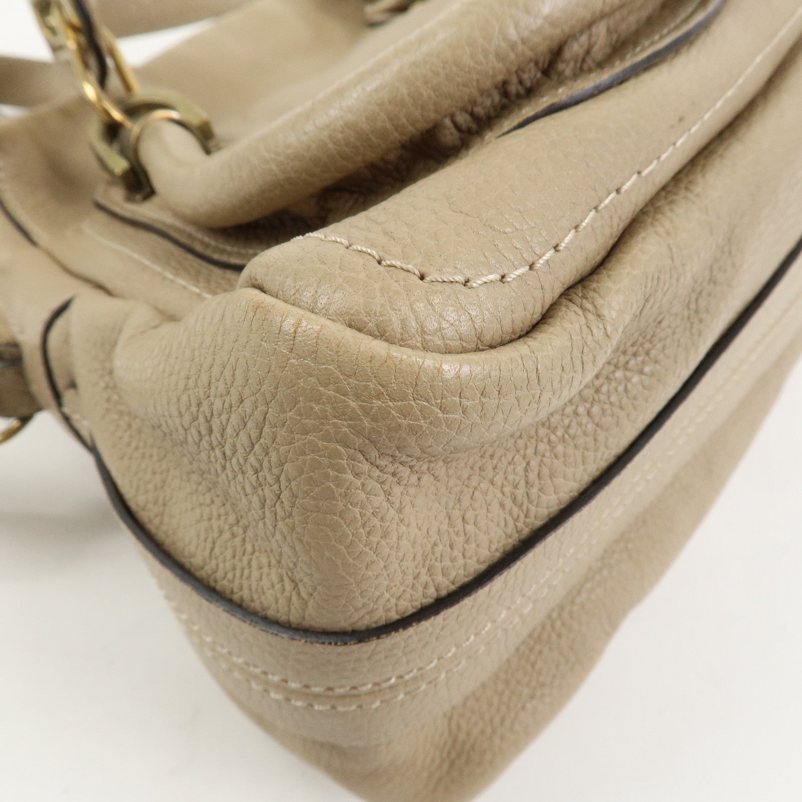 Chloe Parati Leather 2WAY Bag Shoulder Bag Beige