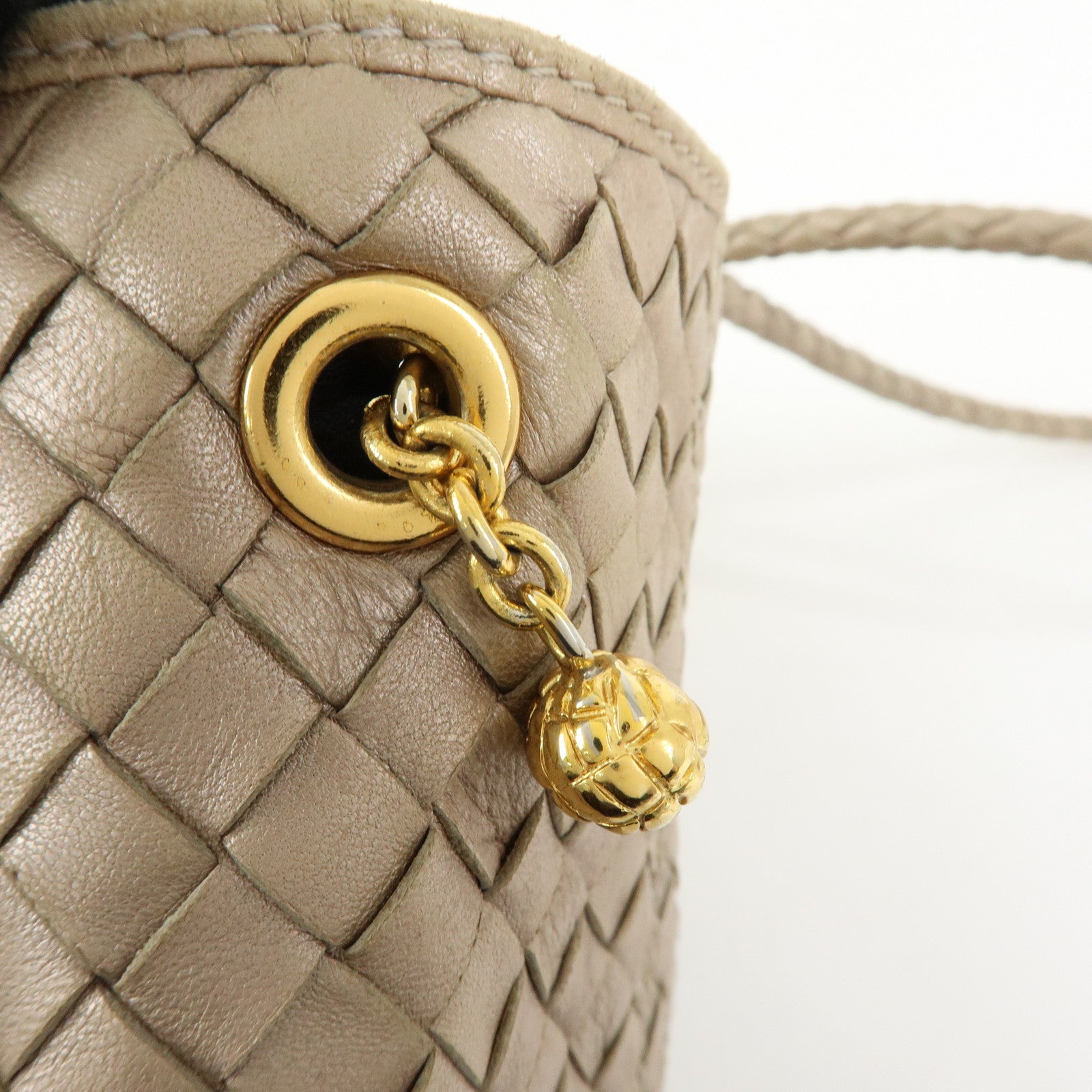 BOTTEGA VENETA Intrecciato Leather Shoulder Bag Beige