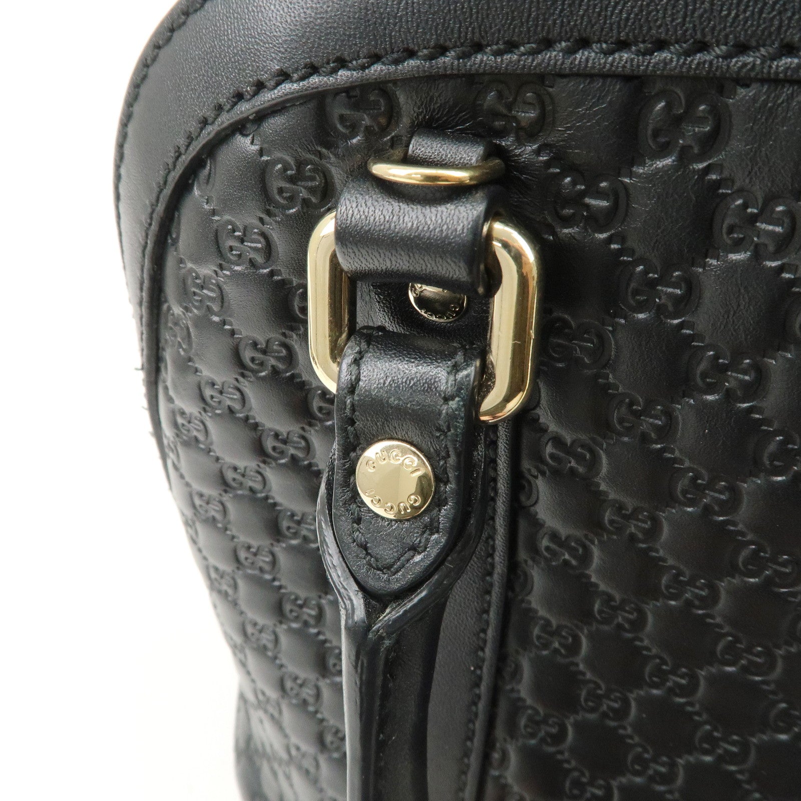 GUCCI Micro Guccissima Leather 2 Way Hand Bag Black 449654 Used