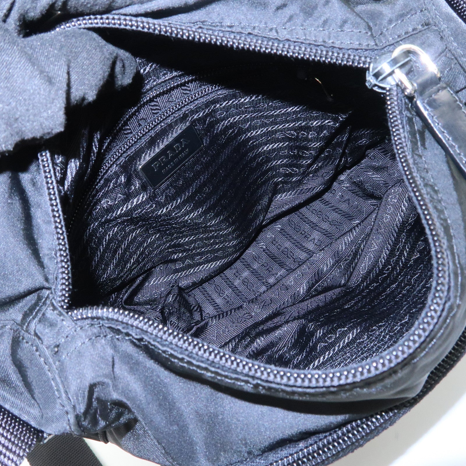 PRADA Triangle Logo Nylon Shoulder Bag Crossbody Bag Black