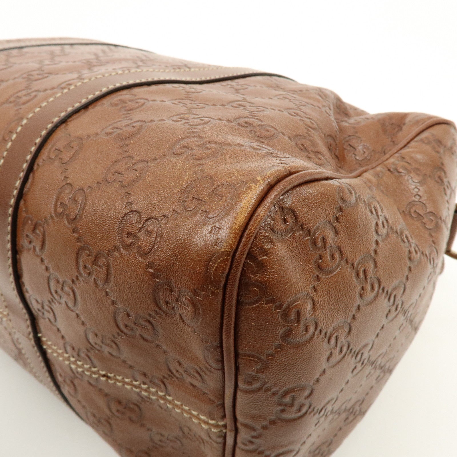 GUCCI Guccissima Leather Boston Bag Hand Bag Brown 193603