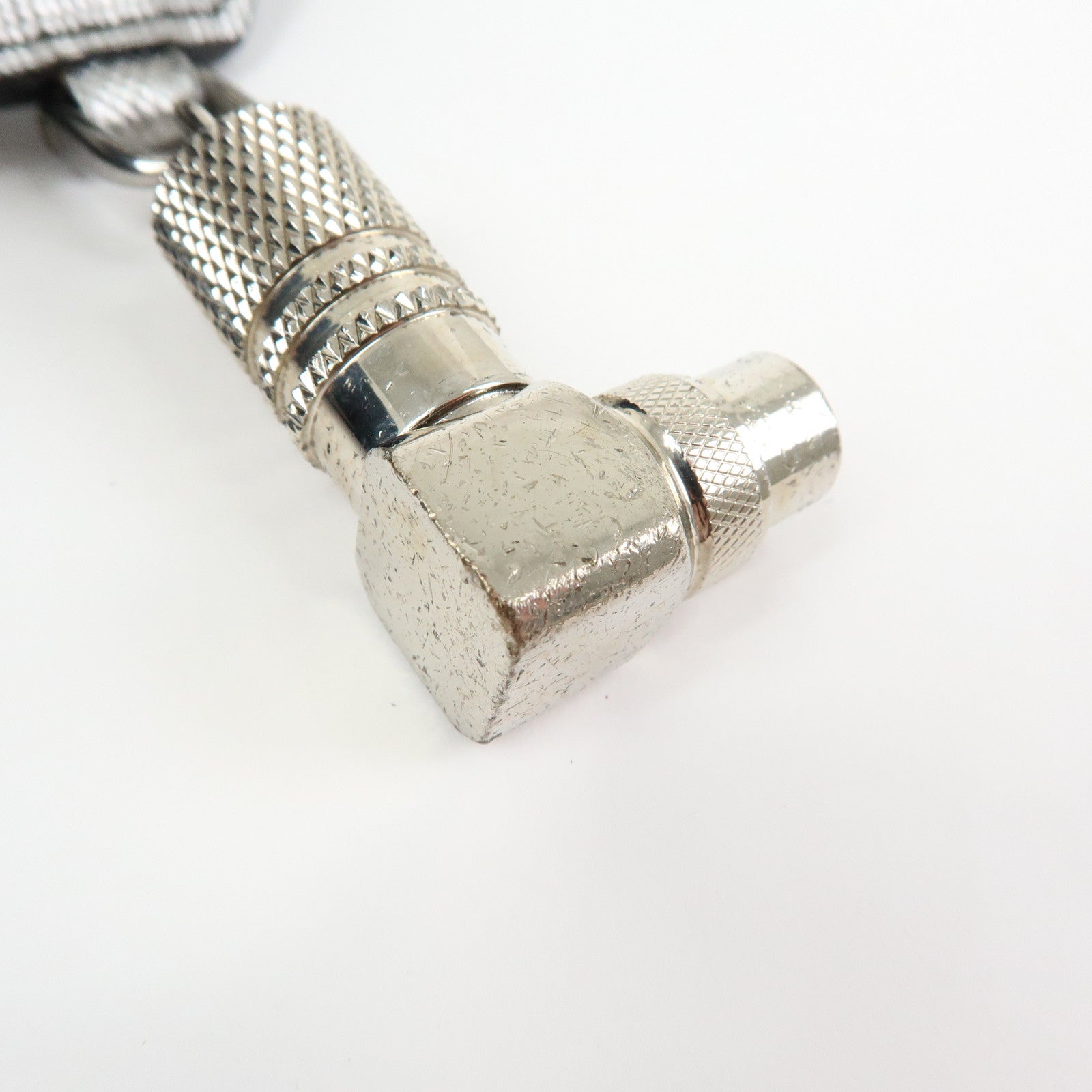 PRADA Bag SAffiano Leather Robot Key Charm Key Chain Silver 2PP074
