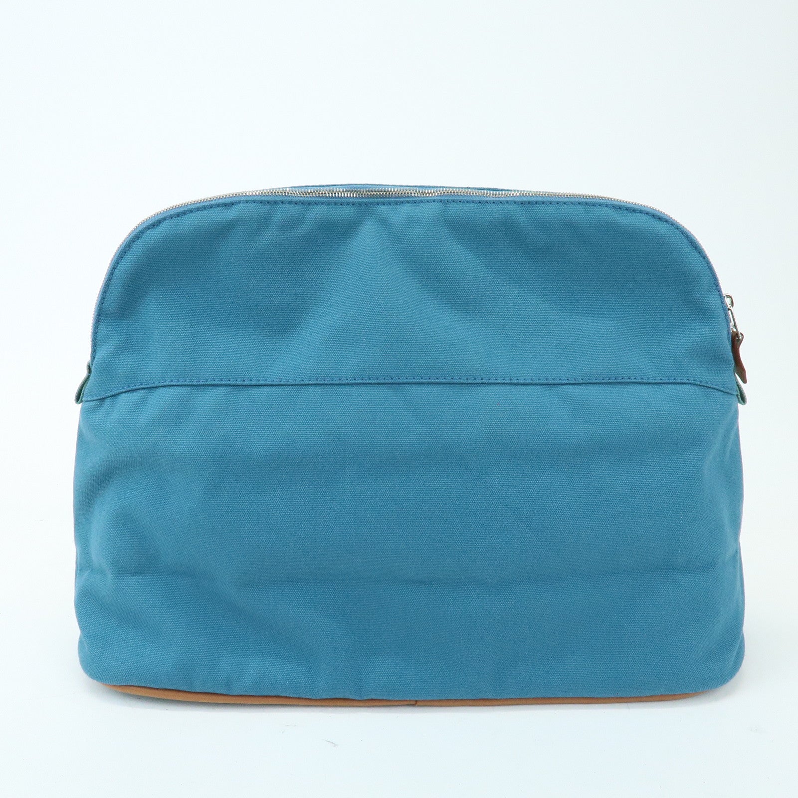 HERMES Cotton Canvas Bolide Cosmetic Pouch TGM Pouch Blue