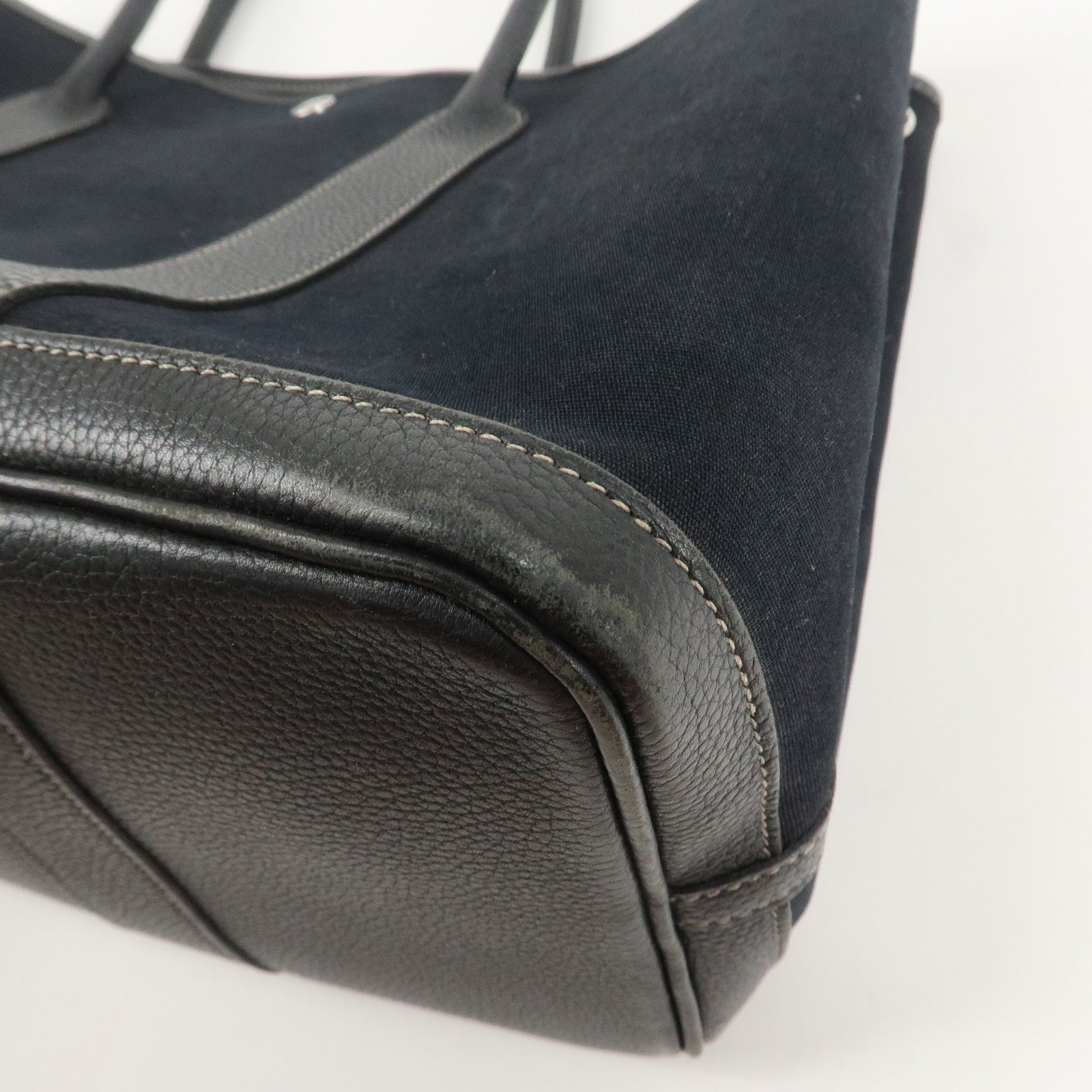 HERMES Negonda Leather Garden Party PM Tote Bag Hand Bag Black Used