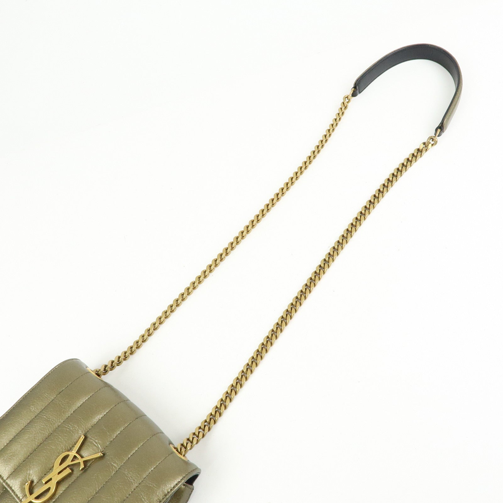 SAINT LAURENT PARIS Leather Vicky Shoulder Bag Crossbody Bag Gold