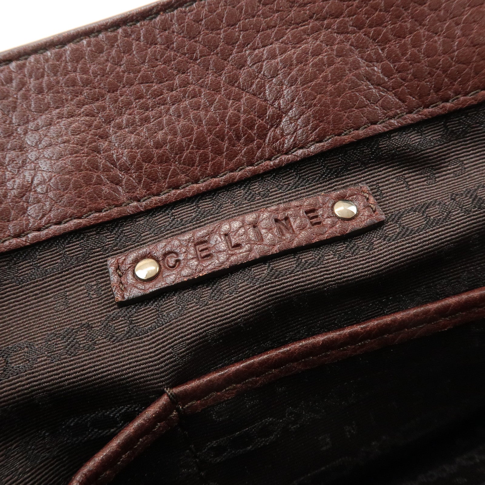 CELINE Leather Boogie Bag Hand Bag Tote Bag Brown