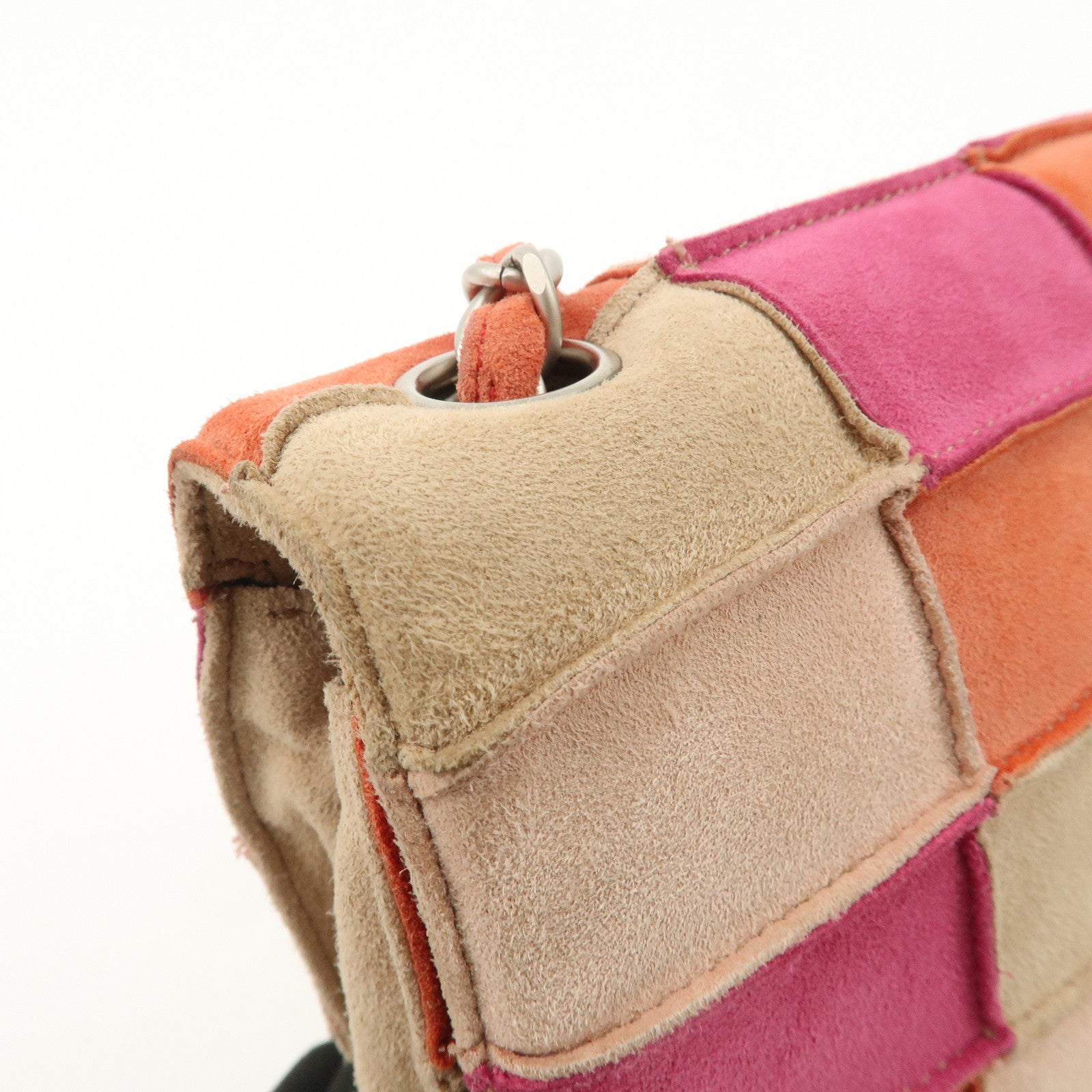 CHANEL 2.55 Suede Patchwork Chain Shoulder Bag Multicolor A14528