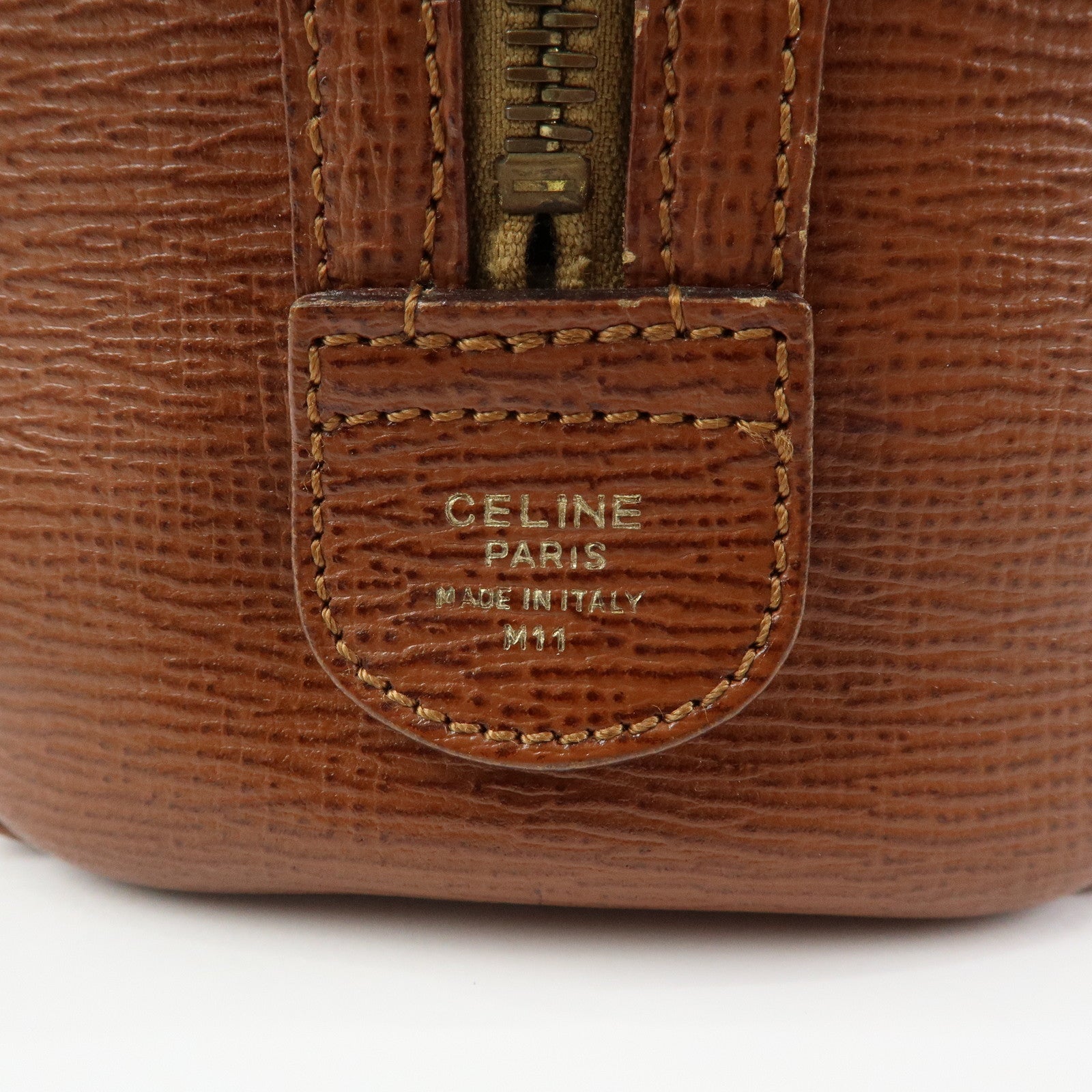 CELINE Triomphe Leather Boston Bag Hand Bag Brown