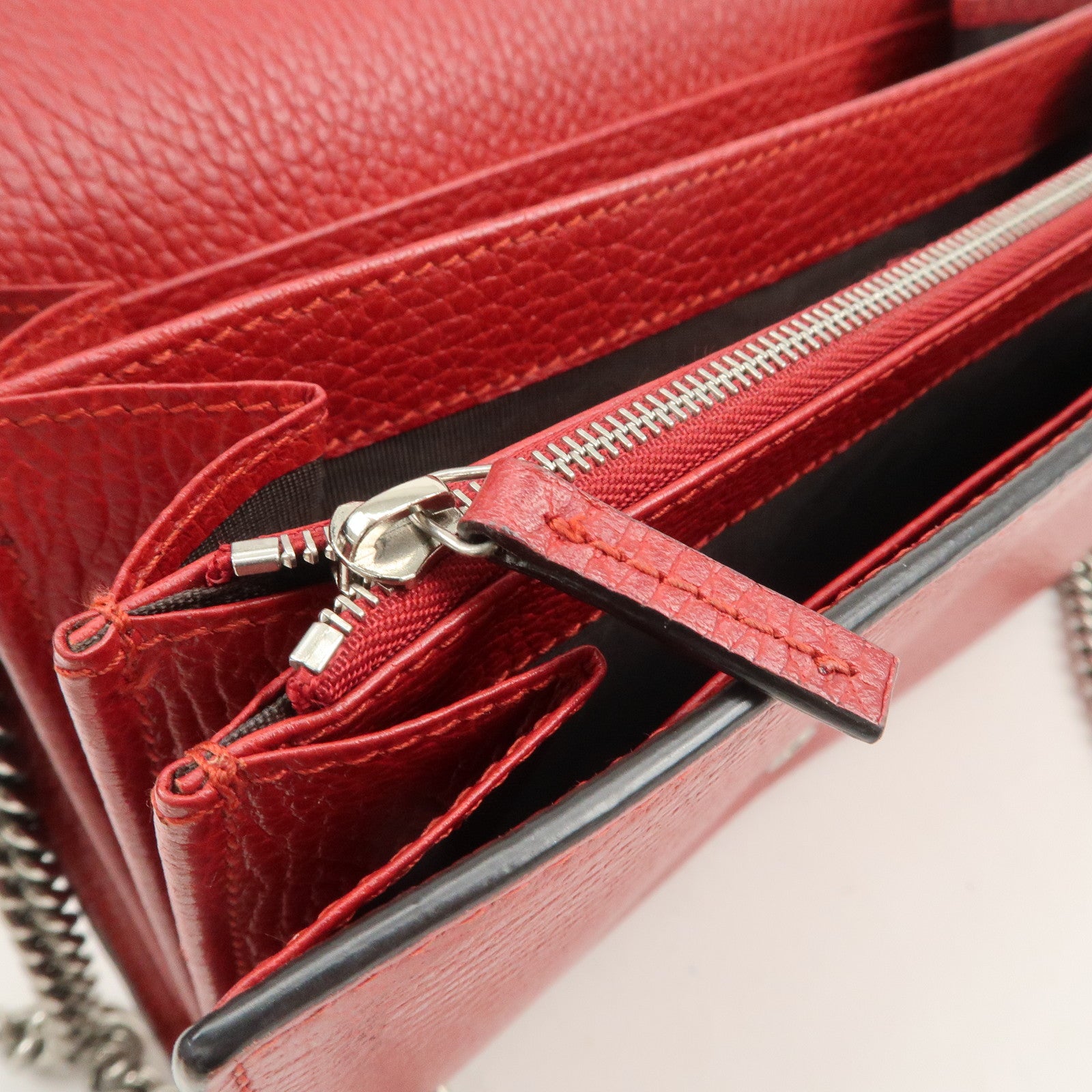 GUCCI Dionysus Leather Chain Shoulder Bag Red 401231