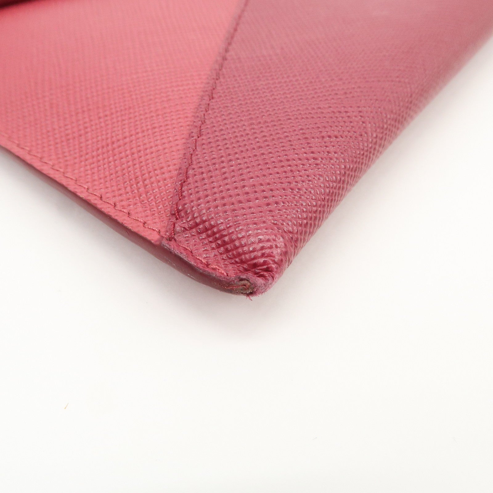 PRADA Saffiano Leather Pouch Document Folder Wallet Pink 1MF003