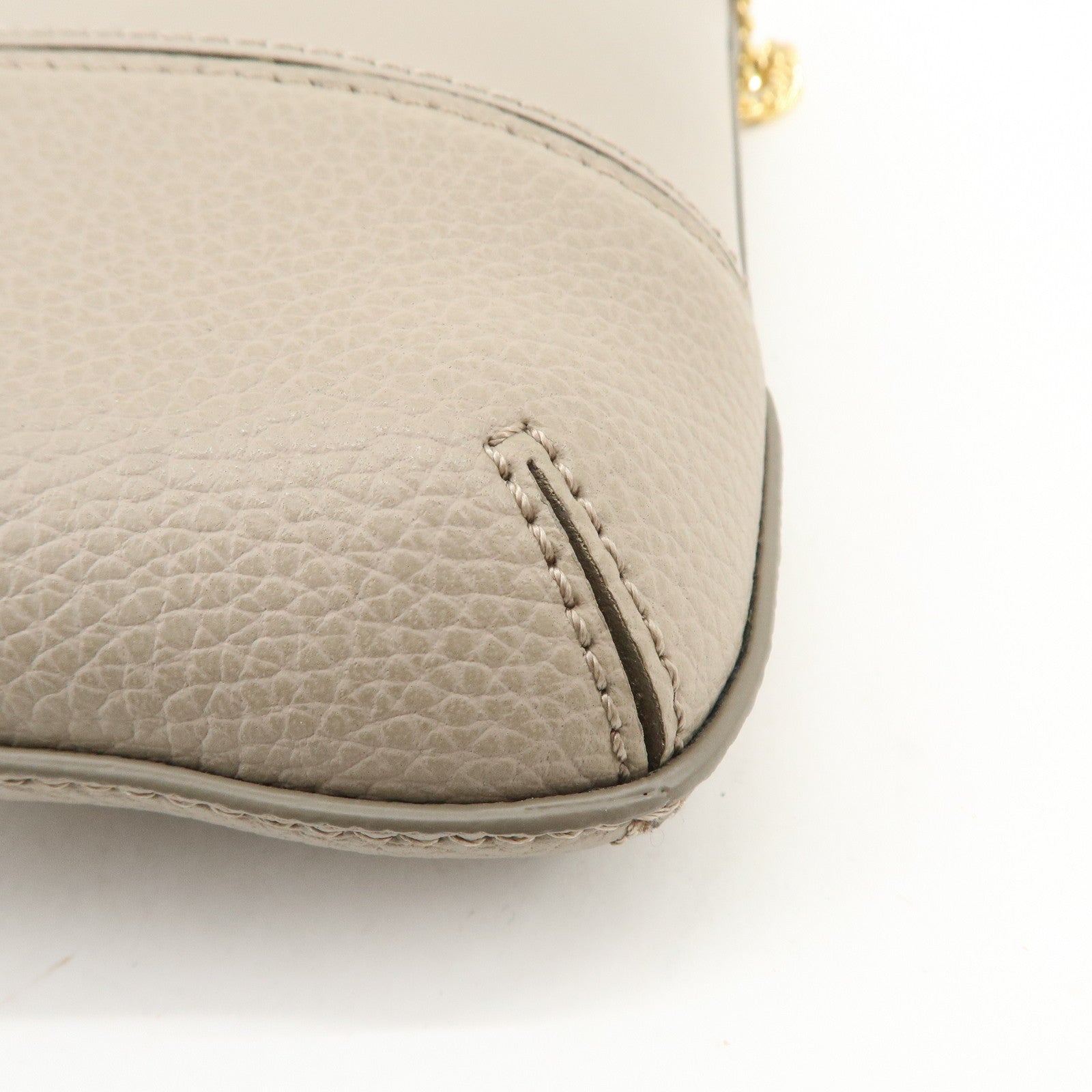 Chloe Leather Small Phone Pouch Hand Bag Shoulder Bag Greige