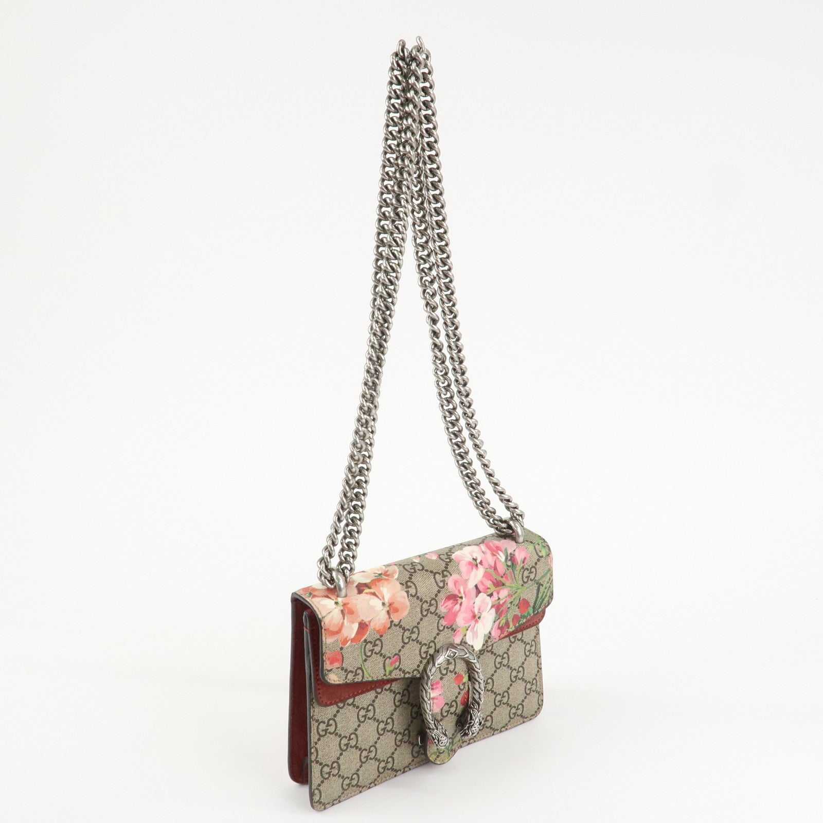 GUCCI Dionysus GG Blooms GG Supreme Shoulder Bag Beige Red 421970 Used