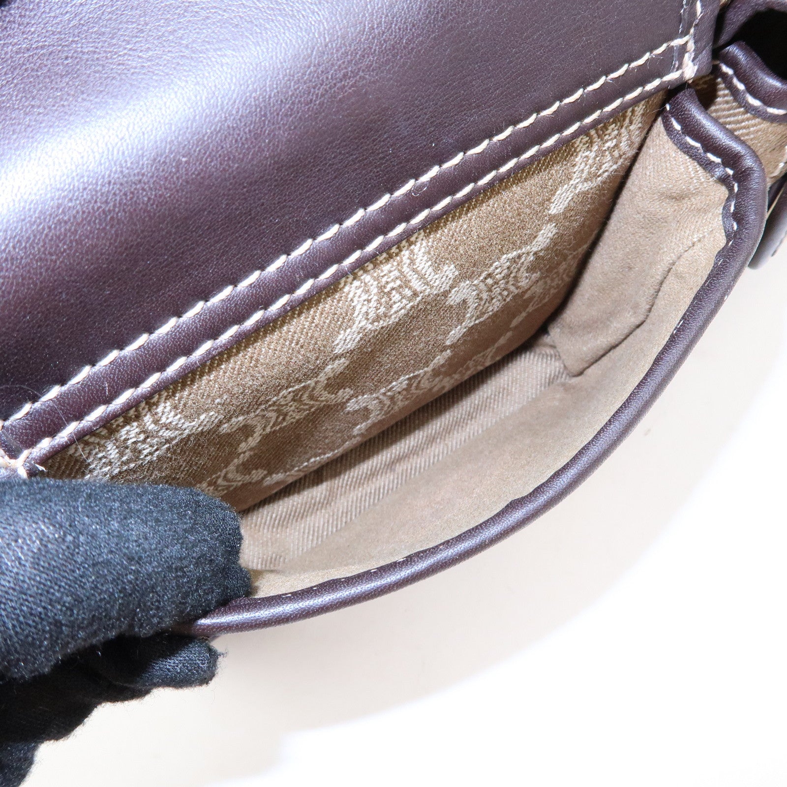 CELINE Macadam Canvas Leather Shoulder Bag Crossbody Bag Brown