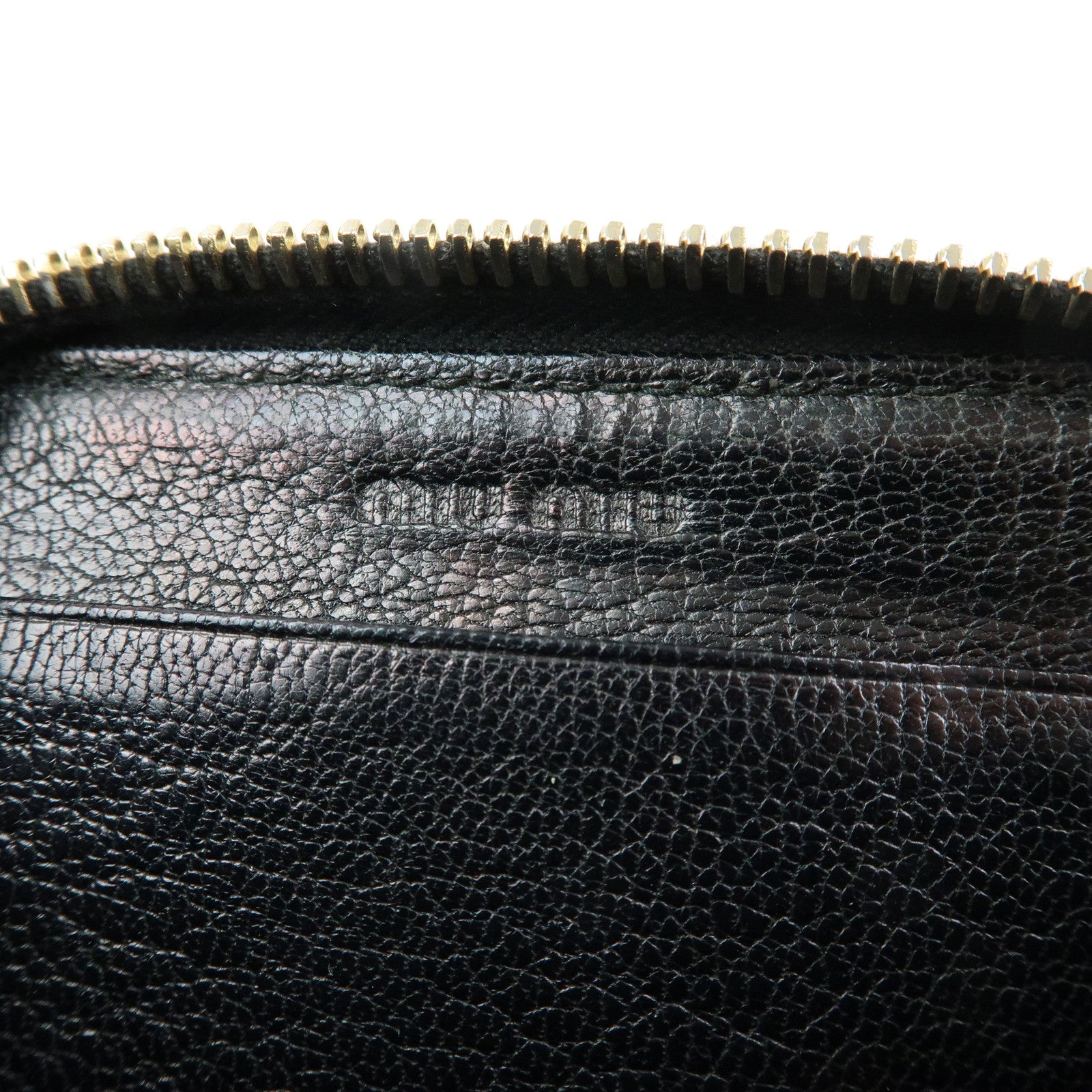MIU MIU Madras Leather Studs Compact Coin Case Wallet Black