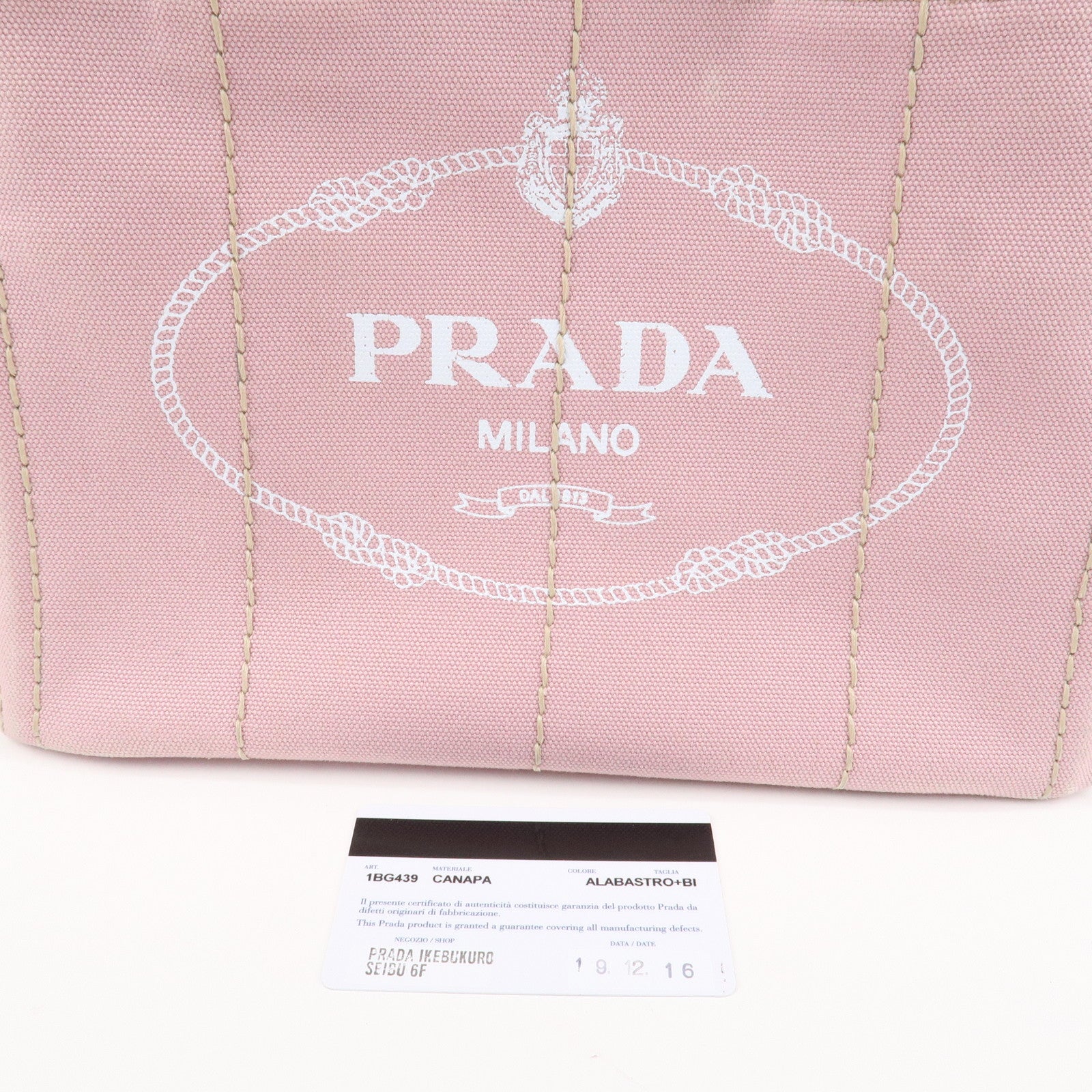 PRADA Canapa Mini Denim Hand Bag Tote Bag Pink 1BG439 Used