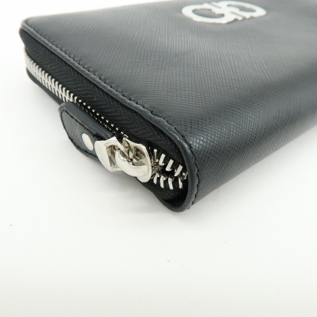 Ferragamo Ganchini Leather Long Wallet Black