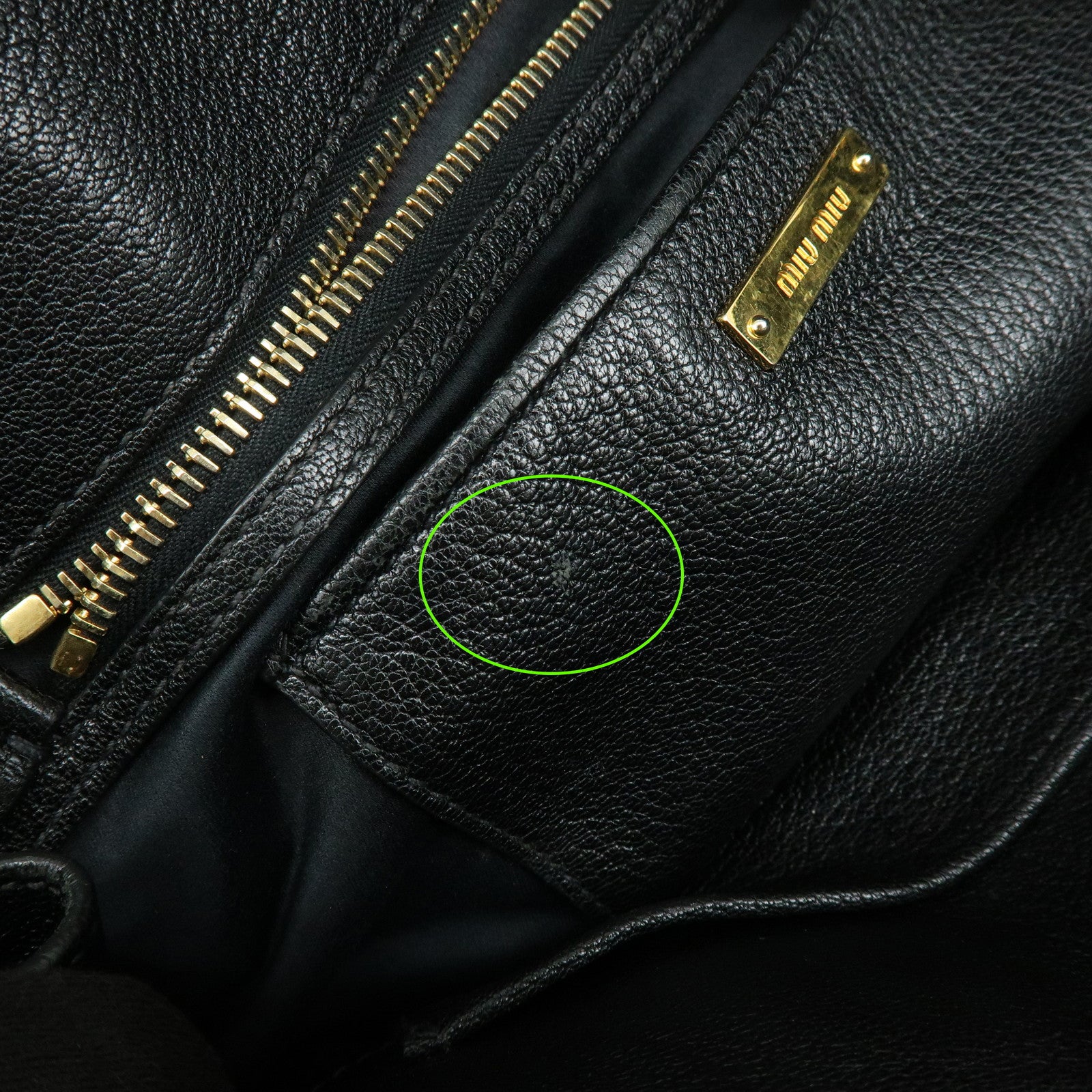 MIU MIU Leather 2Way Bag Hand Bag Shoulder Crossbody Bag Black