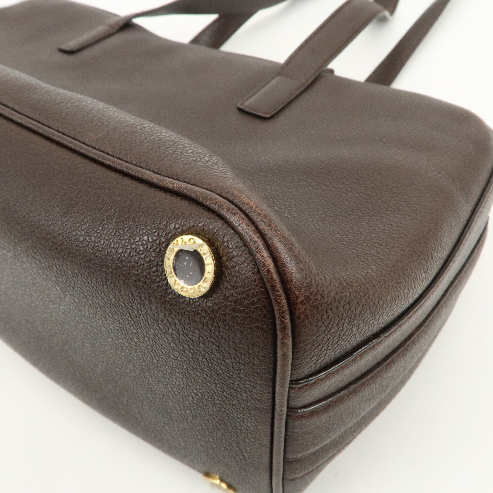 BVLGARI B-zero1 Leather Shoulder Bag Hand Bag Dark Brown