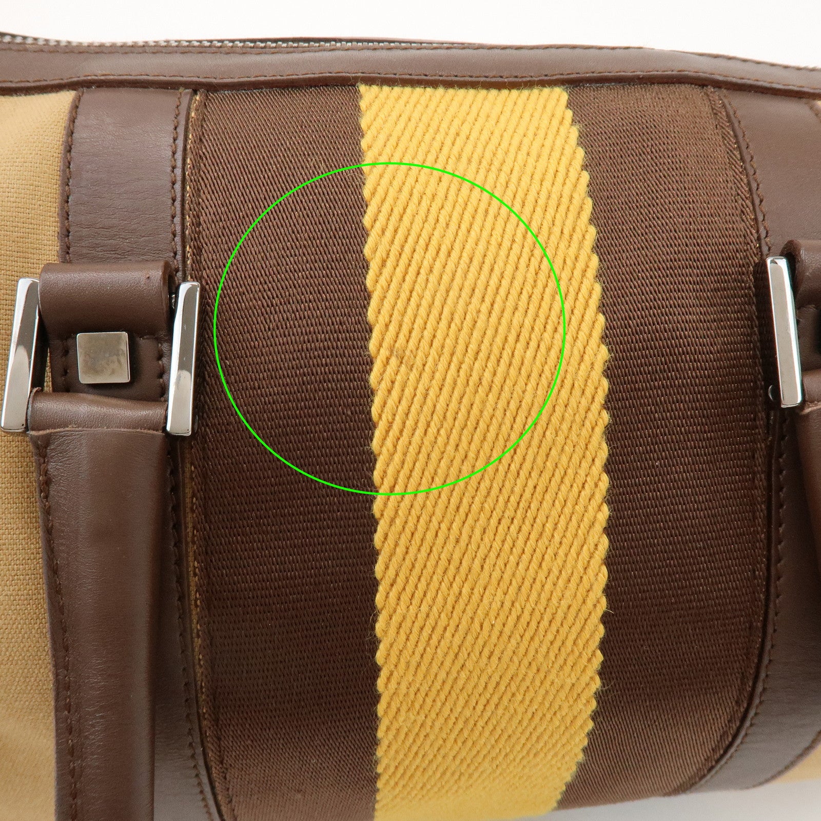 GUCCI Sherry Canvas Leather Boston Hand Bag Brown 000.0846.200047