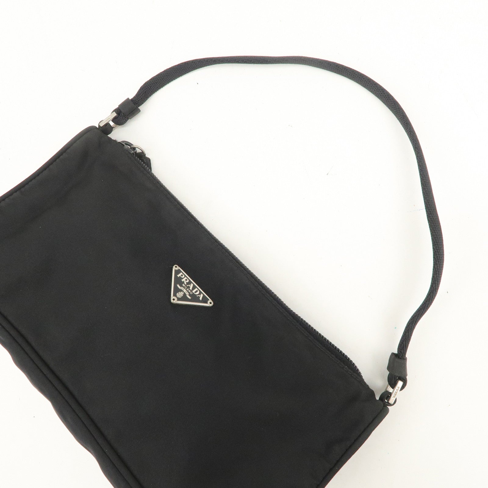 PRADA Triangle Logo Nylon Pouch Hand Bag Cosmetic Pouch Purse MV633