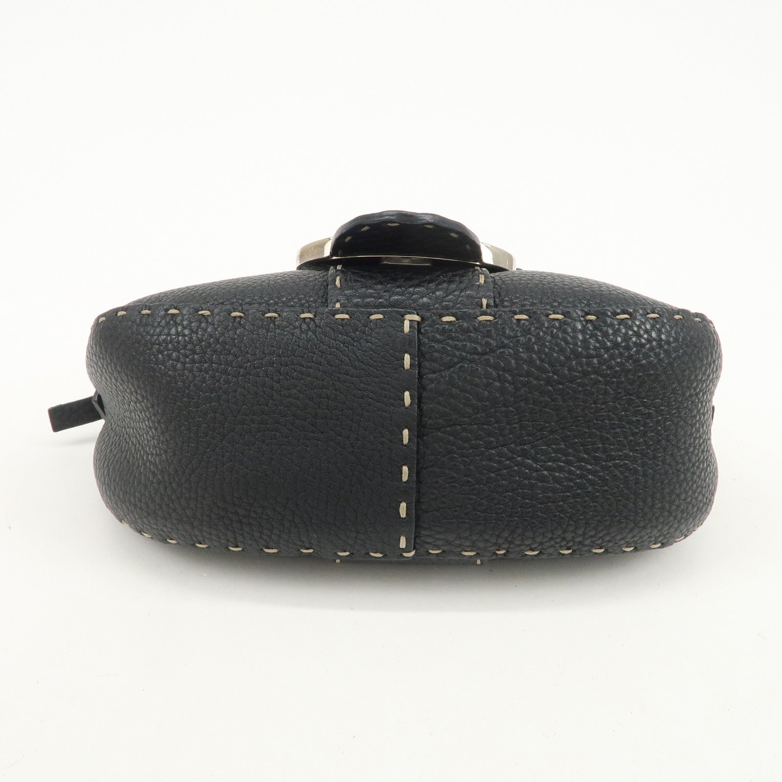 FENDI Seleria Leather Hand Bag Shoulder Bag Black 8BR430