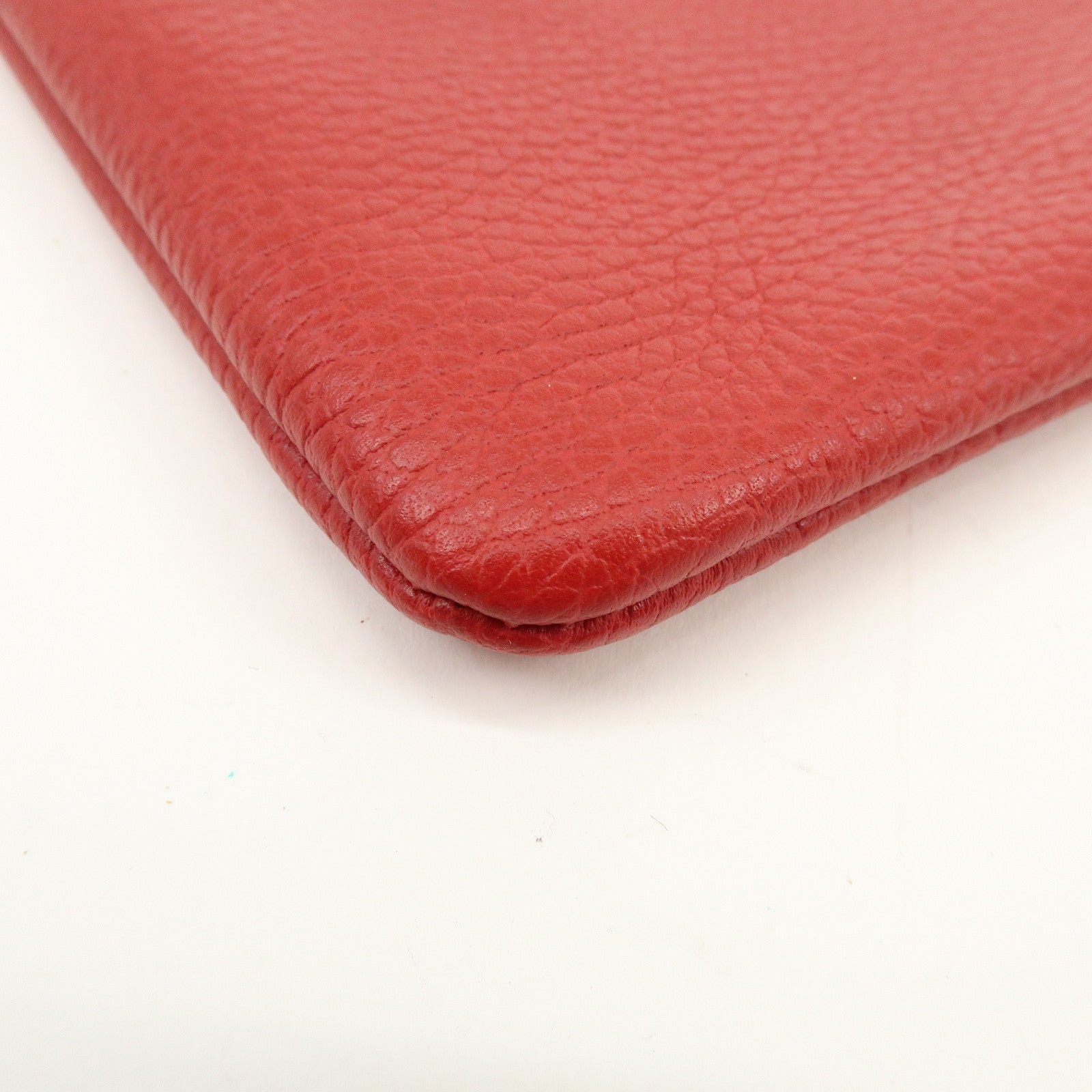 GUCCI Bamboo Leather Clutch Bag Pouch Red 449653