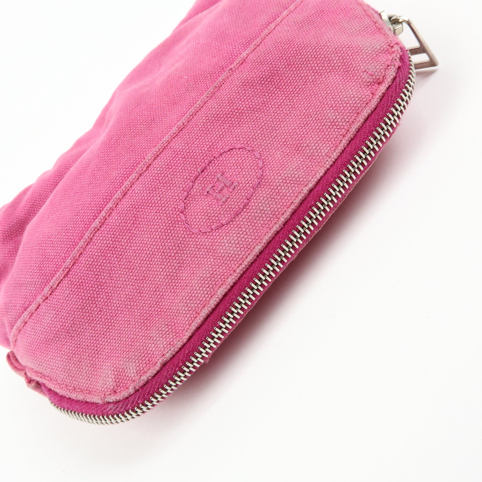 HERMES Bolide Set of 3 Canvas Pouch Cosmetic Case Orange Pink Beige