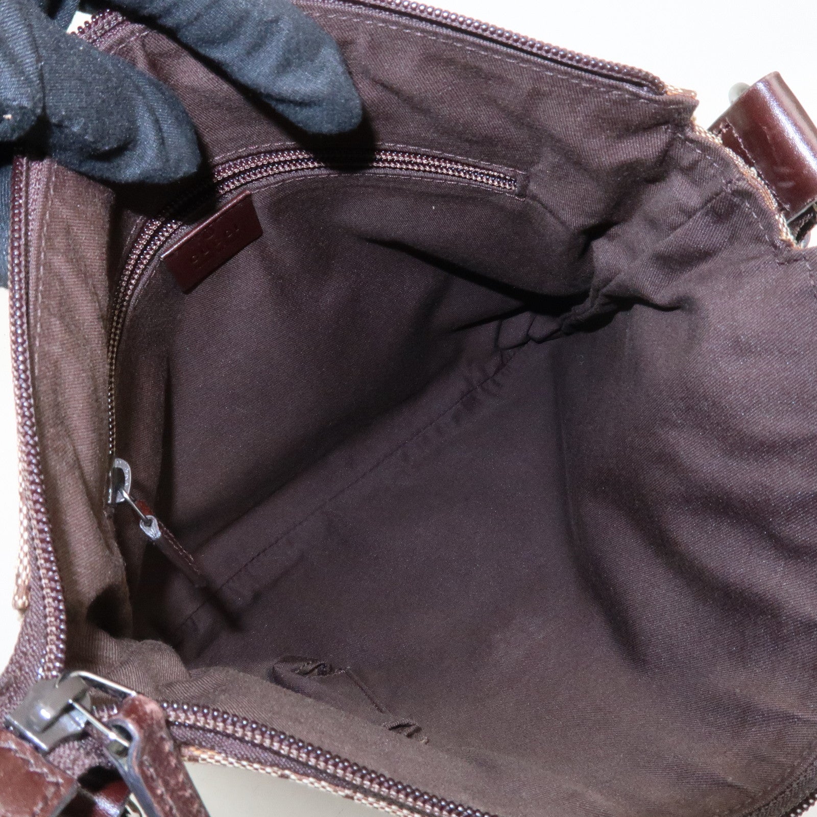 GUCCI GG Canvas Leather Shoulder Bag Crossbody Bag Brown 145857 Used